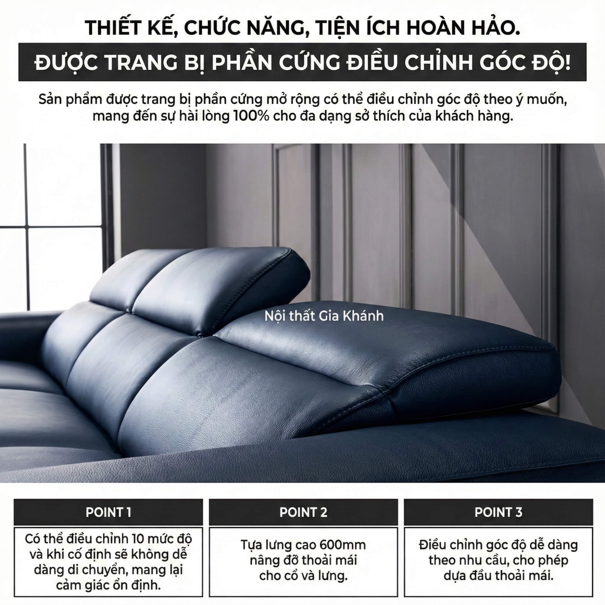 Sofa HEIRLOOM - Sofa Băng Bọc Da Thiết Kế Mạnh Mẽ Có Tựa Đầu Thông Minh