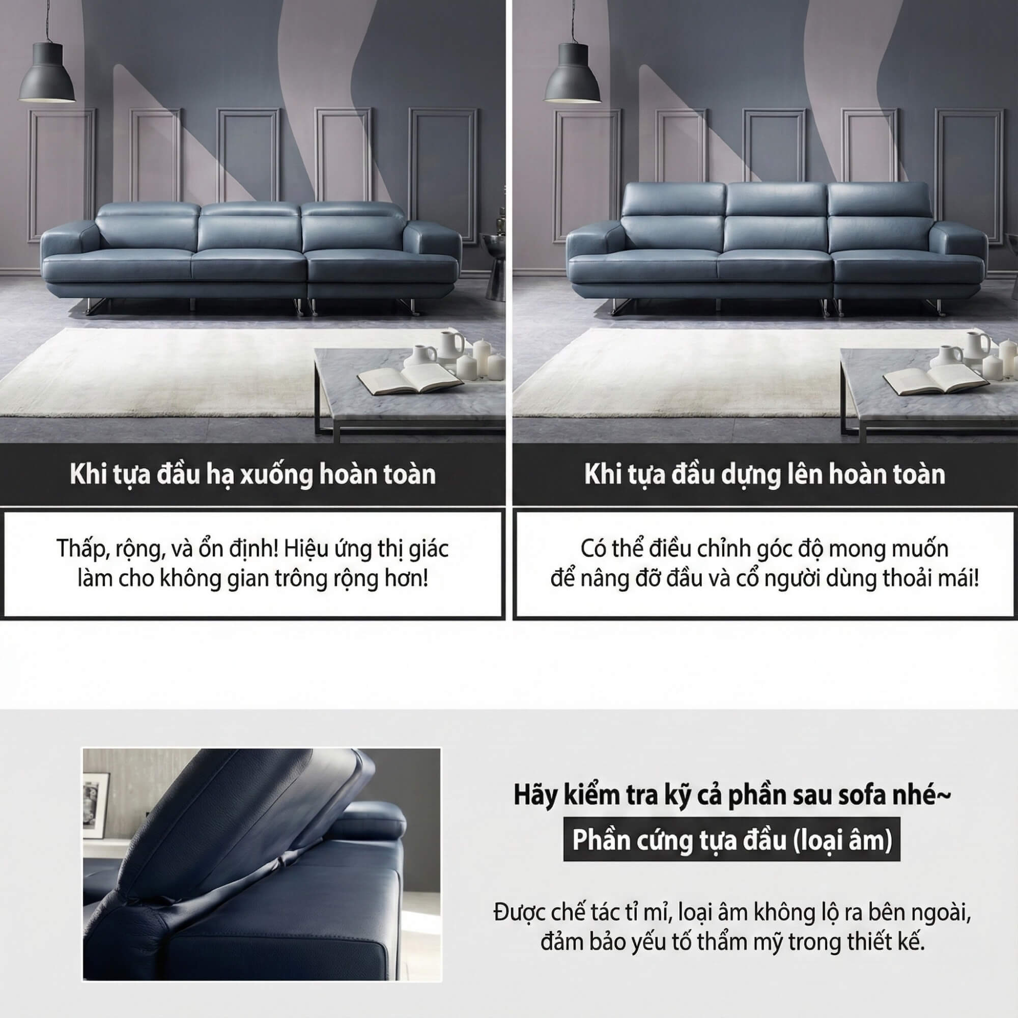Sofa HEIRLOOM - Sofa Băng Bọc Da Thiết Kế Mạnh Mẽ Có Tựa Đầu Thông Minh