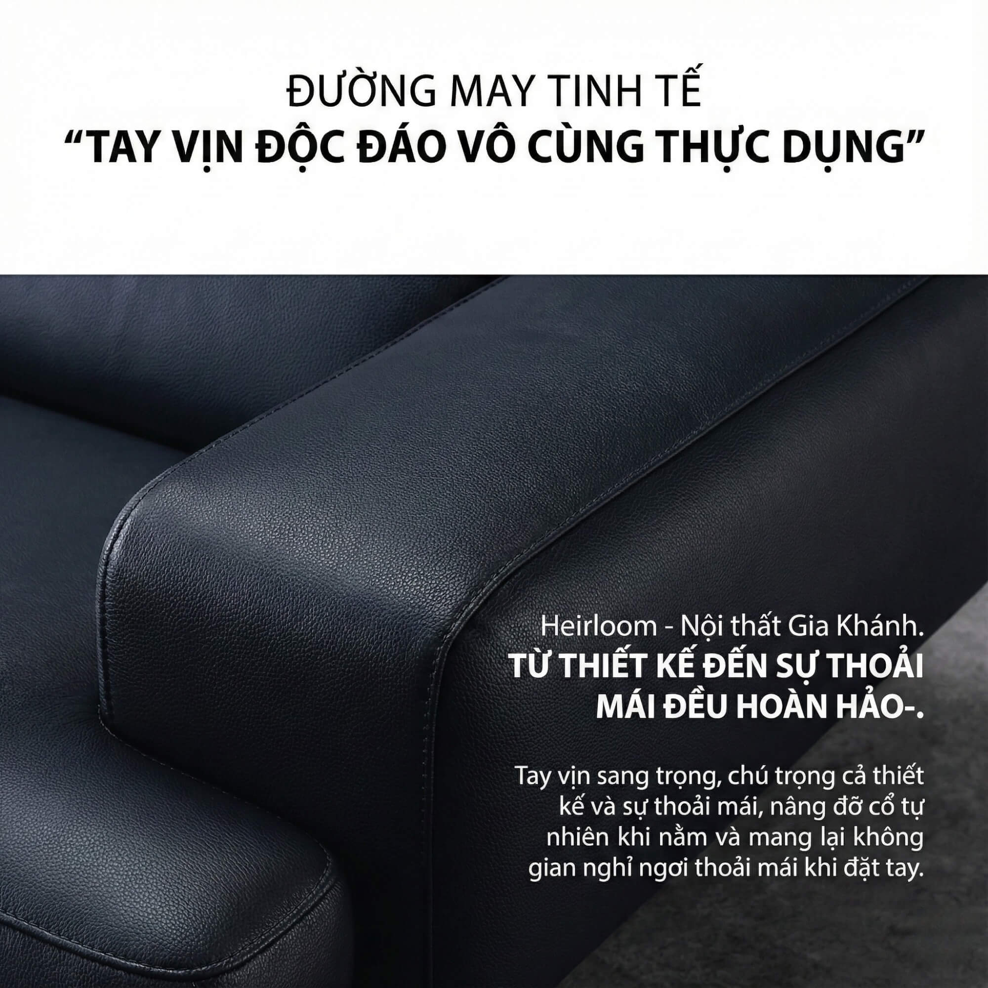 Sofa HEIRLOOM - Sofa Băng Bọc Da Thiết Kế Mạnh Mẽ Có Tựa Đầu Thông Minh