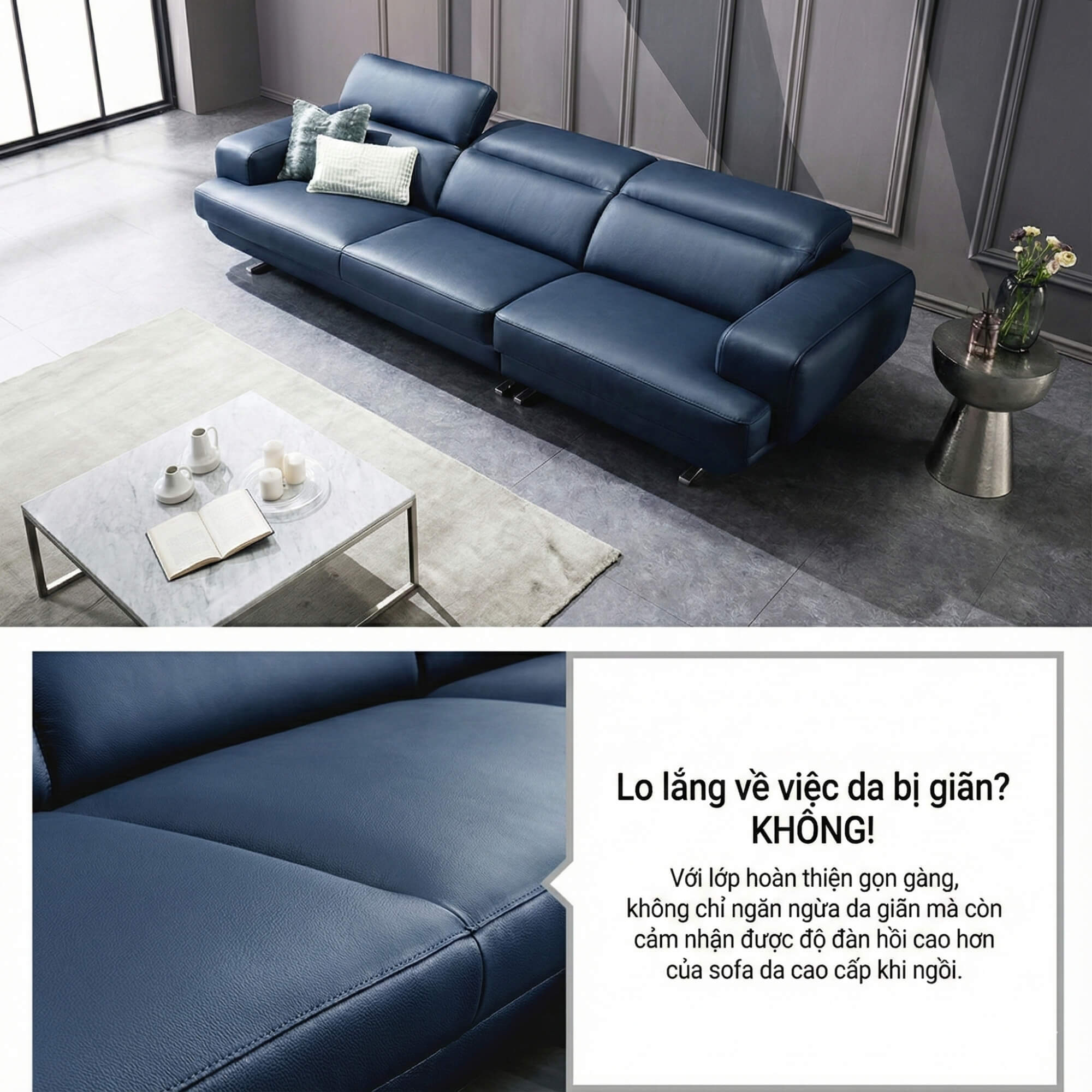 Sofa HEIRLOOM - Sofa Băng Bọc Da Thiết Kế Mạnh Mẽ Có Tựa Đầu Thông Minh