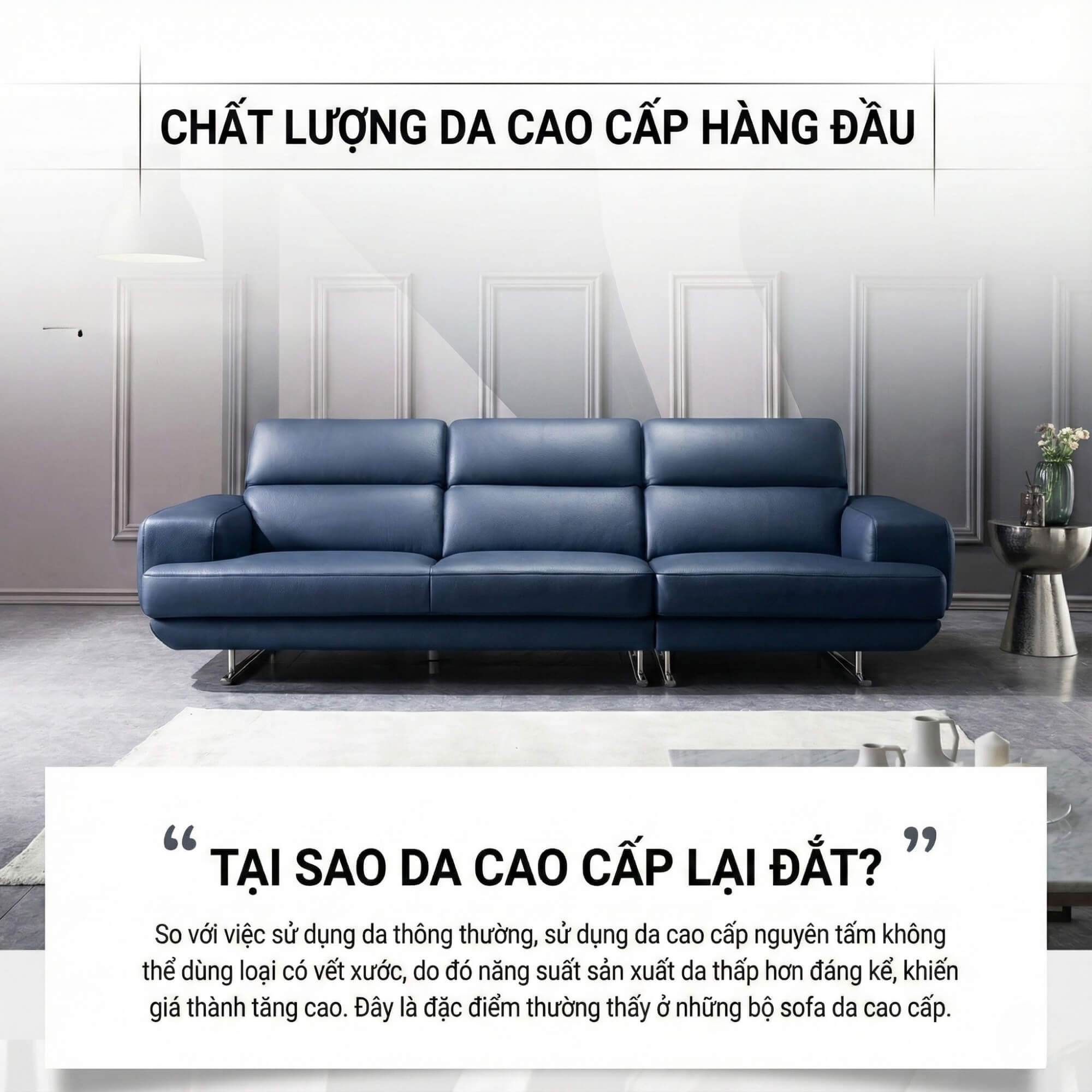 Sofa HEIRLOOM - Sofa Băng Bọc Da Thiết Kế Mạnh Mẽ Có Tựa Đầu Thông Minh