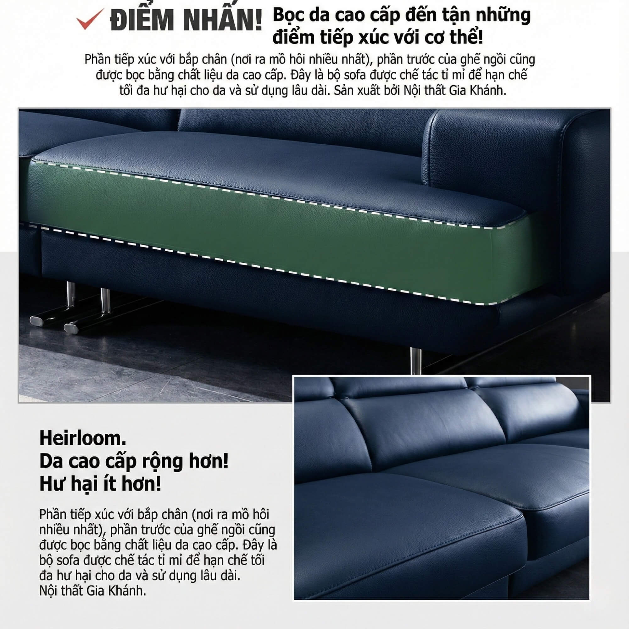 Sofa HEIRLOOM - Sofa Băng Bọc Da Thiết Kế Mạnh Mẽ Có Tựa Đầu Thông Minh