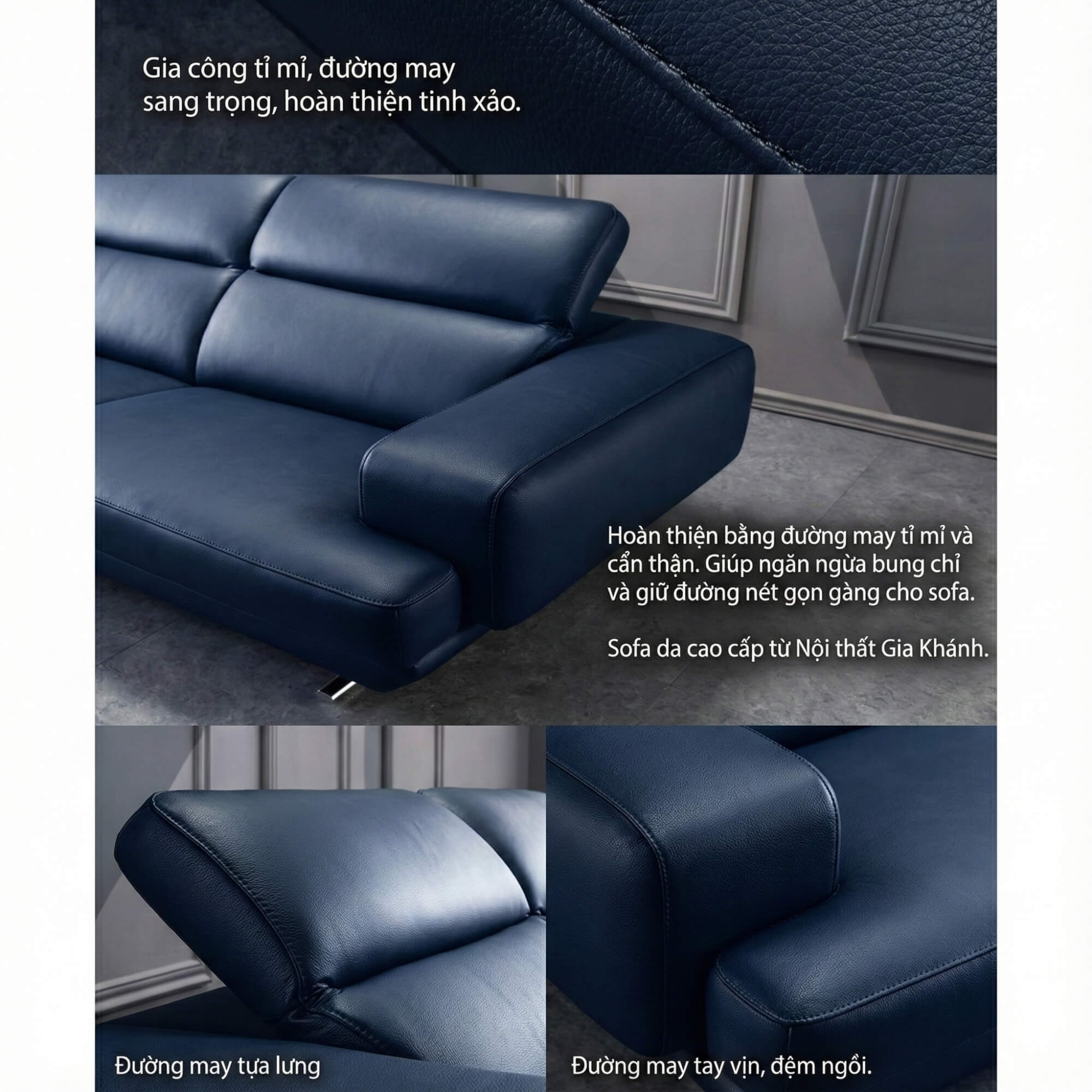 Sofa HEIRLOOM - Sofa Băng Bọc Da Thiết Kế Mạnh Mẽ Có Tựa Đầu Thông Minh