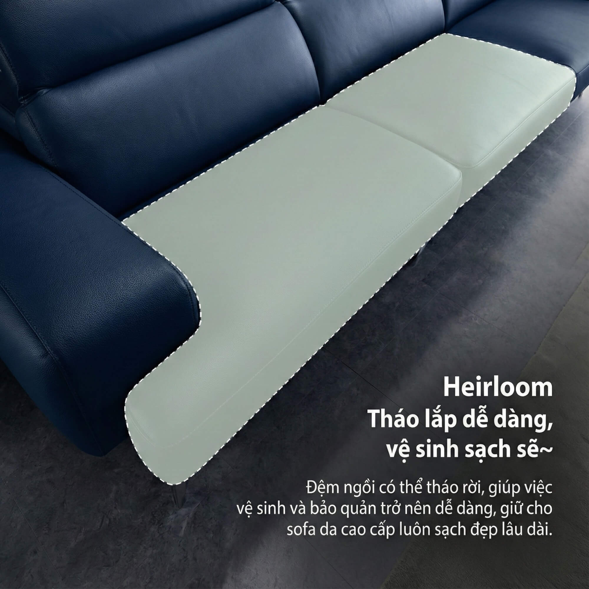 Sofa HEIRLOOM - Sofa Băng Bọc Da Thiết Kế Mạnh Mẽ Có Tựa Đầu Thông Minh