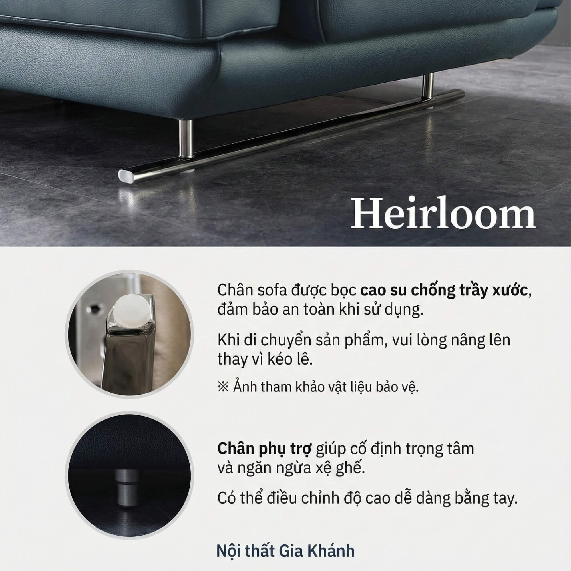 Sofa HEIRLOOM - Sofa Băng Bọc Da Thiết Kế Mạnh Mẽ Có Tựa Đầu Thông Minh