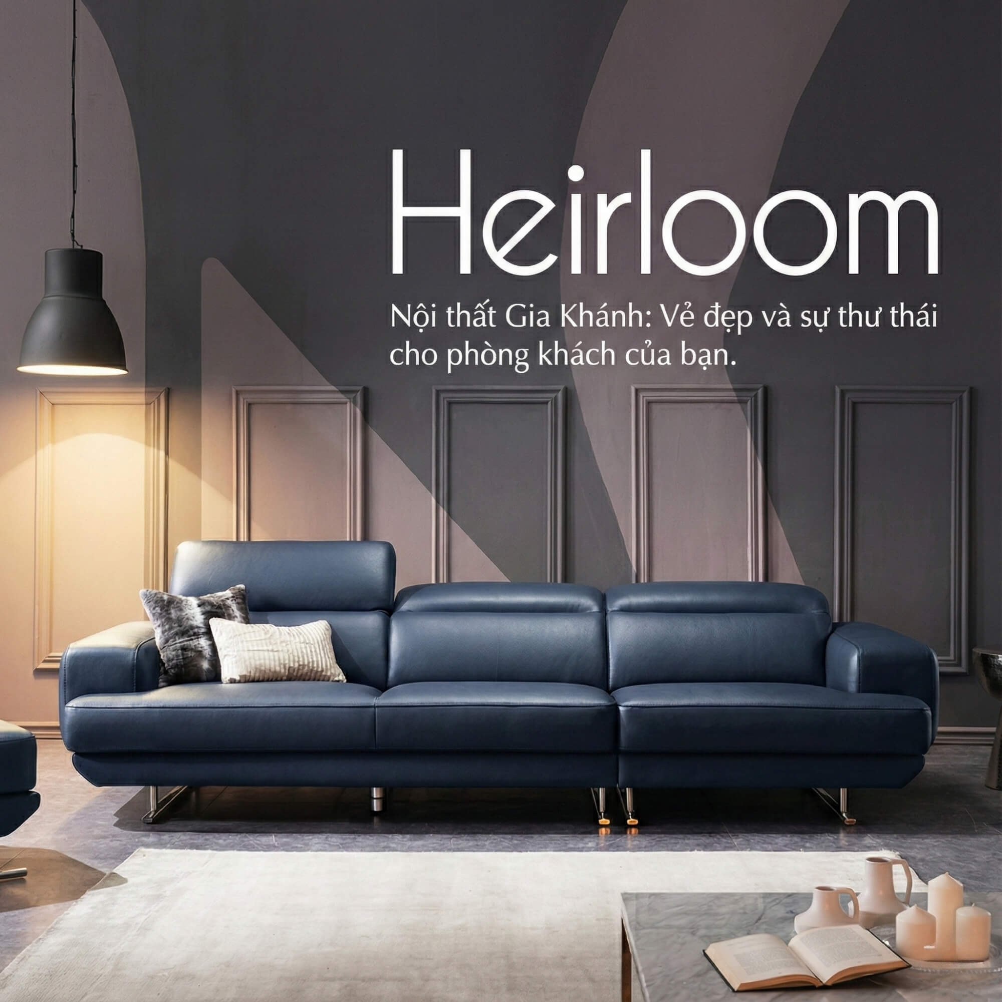 Sofa HEIRLOOM - Sofa Băng Bọc Da Thiết Kế Mạnh Mẽ Có Tựa Đầu Thông Minh