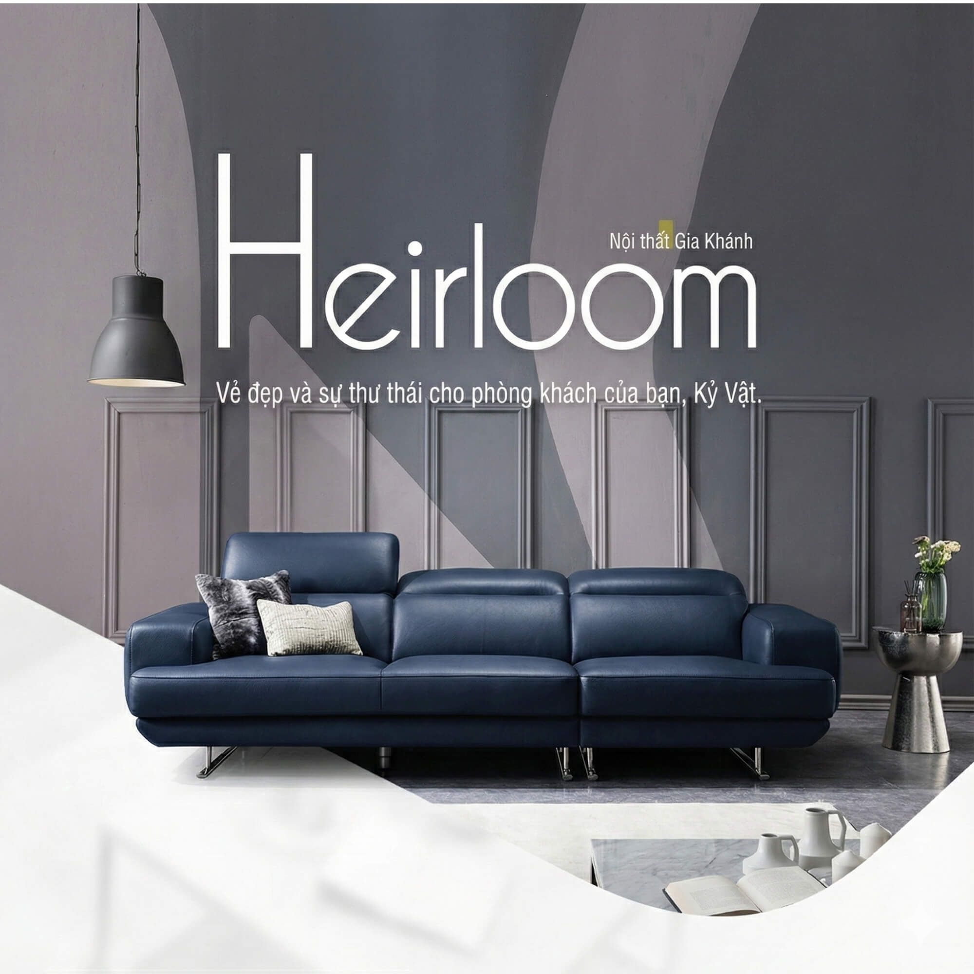 Sofa HEIRLOOM - Sofa Băng Bọc Da Thiết Kế Mạnh Mẽ Có Tựa Đầu Thông Minh
