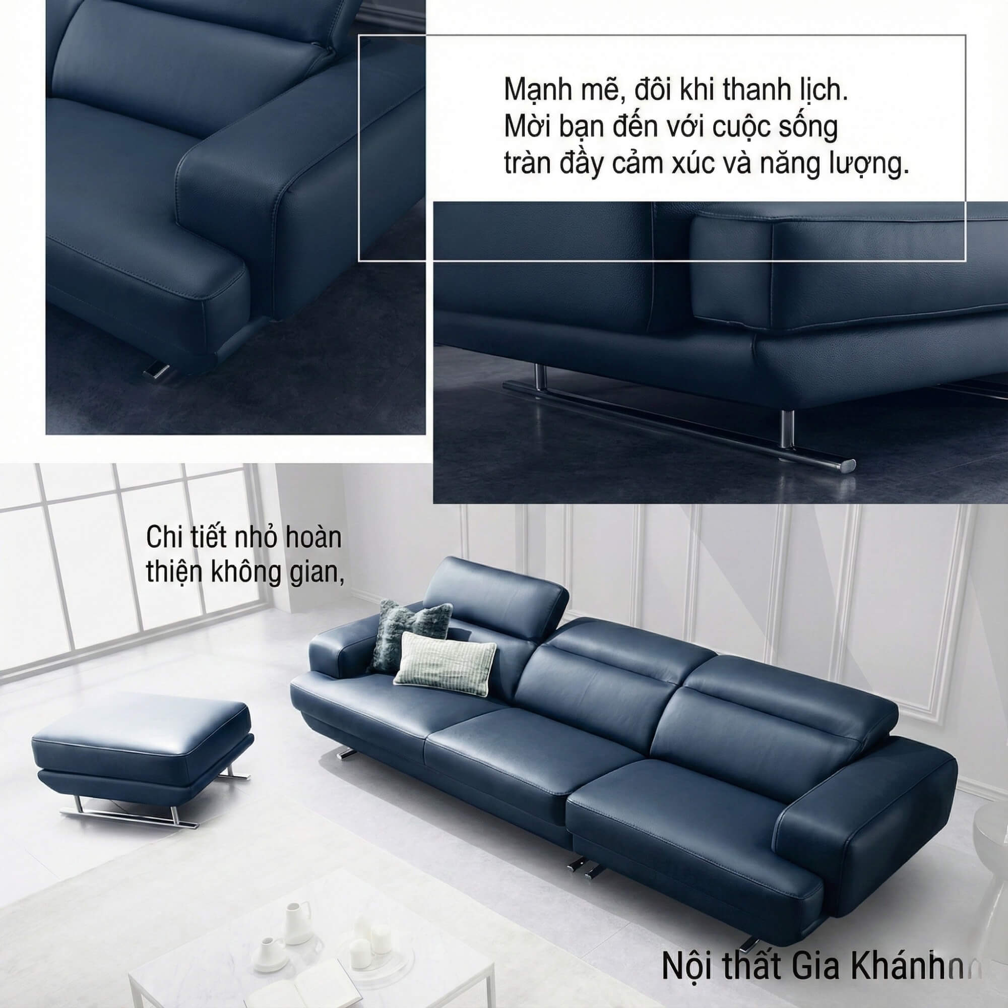 Sofa HEIRLOOM - Sofa Băng Bọc Da Thiết Kế Mạnh Mẽ Có Tựa Đầu Thông Minh