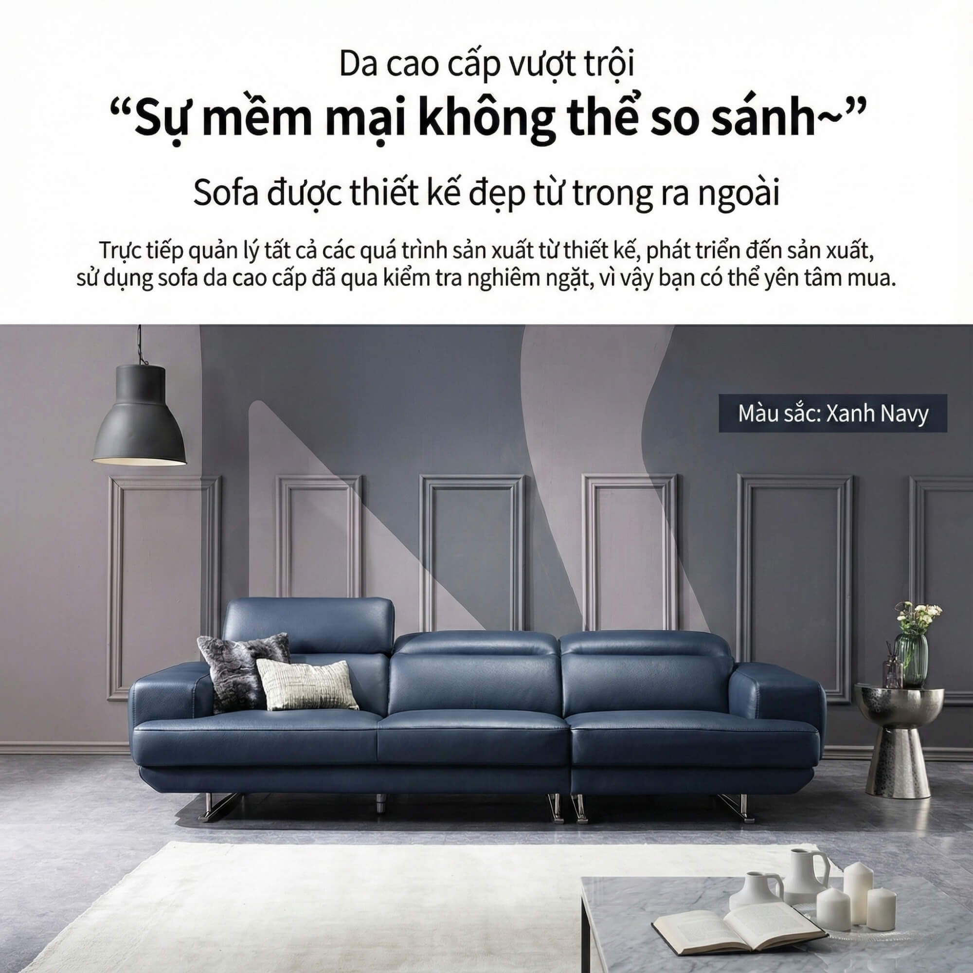 Sofa HEIRLOOM - Sofa Băng Bọc Da Thiết Kế Mạnh Mẽ Có Tựa Đầu Thông Minh
