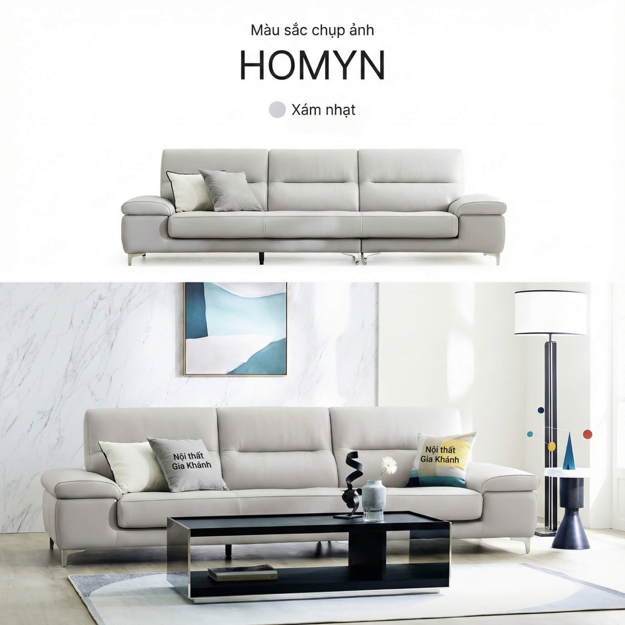 Sofa HOMYN - Sofa Băng Bắc Âu Bọc Da Cao Cấp Tối Giản