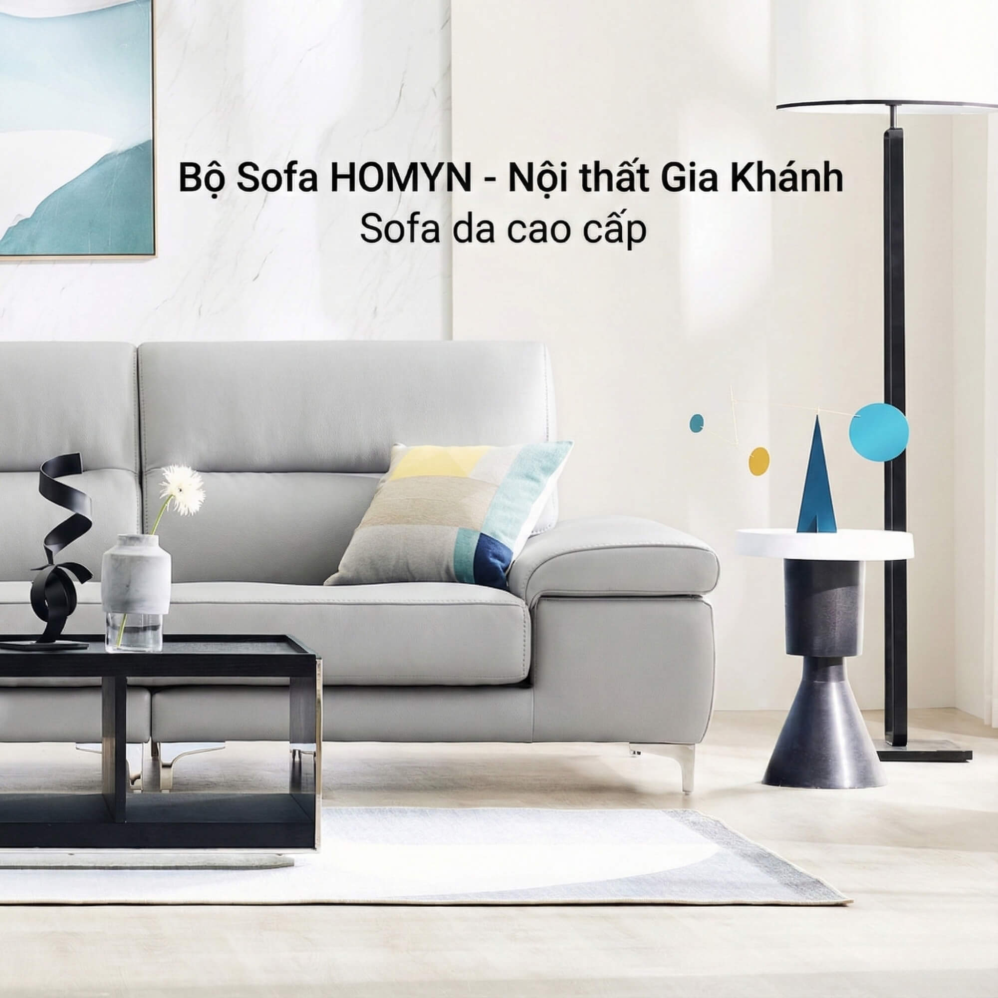 Sofa HOMYN - Sofa Băng Bắc Âu Bọc Da Cao Cấp Tối Giản