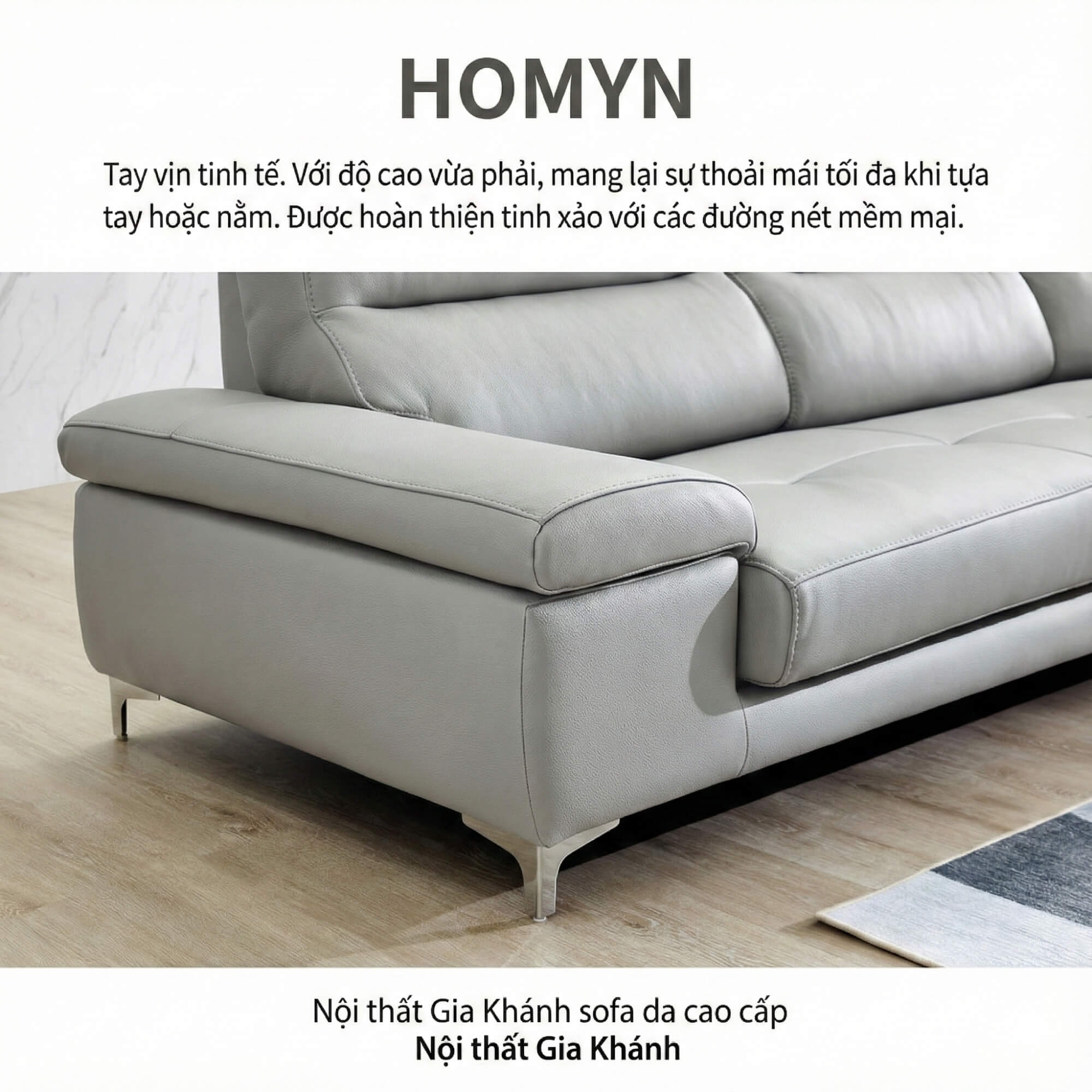 Sofa HOMYN - Sofa Băng Bắc Âu Bọc Da Cao Cấp Tối Giản