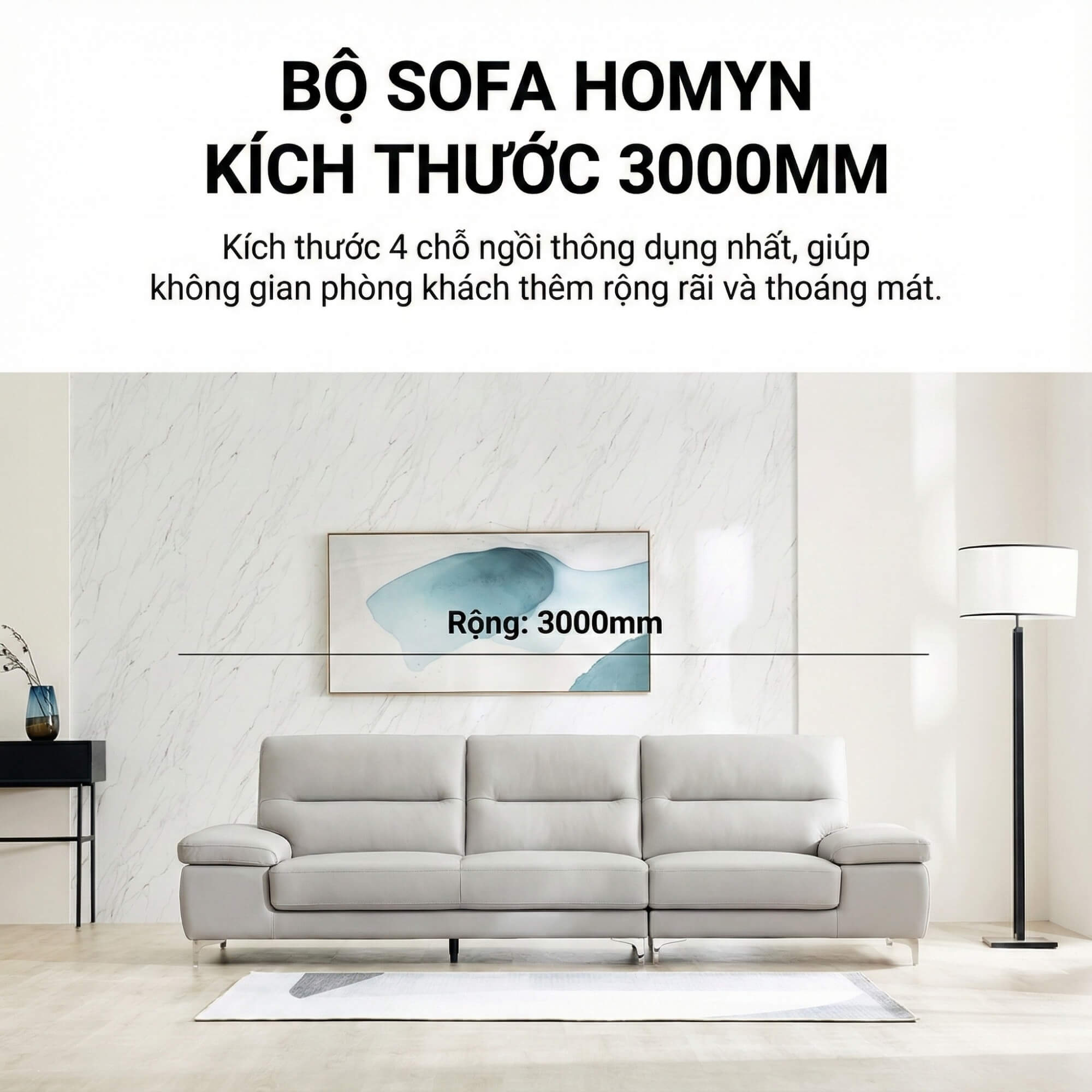 Sofa HOMYN - Sofa Băng Bắc Âu Bọc Da Cao Cấp Tối Giản