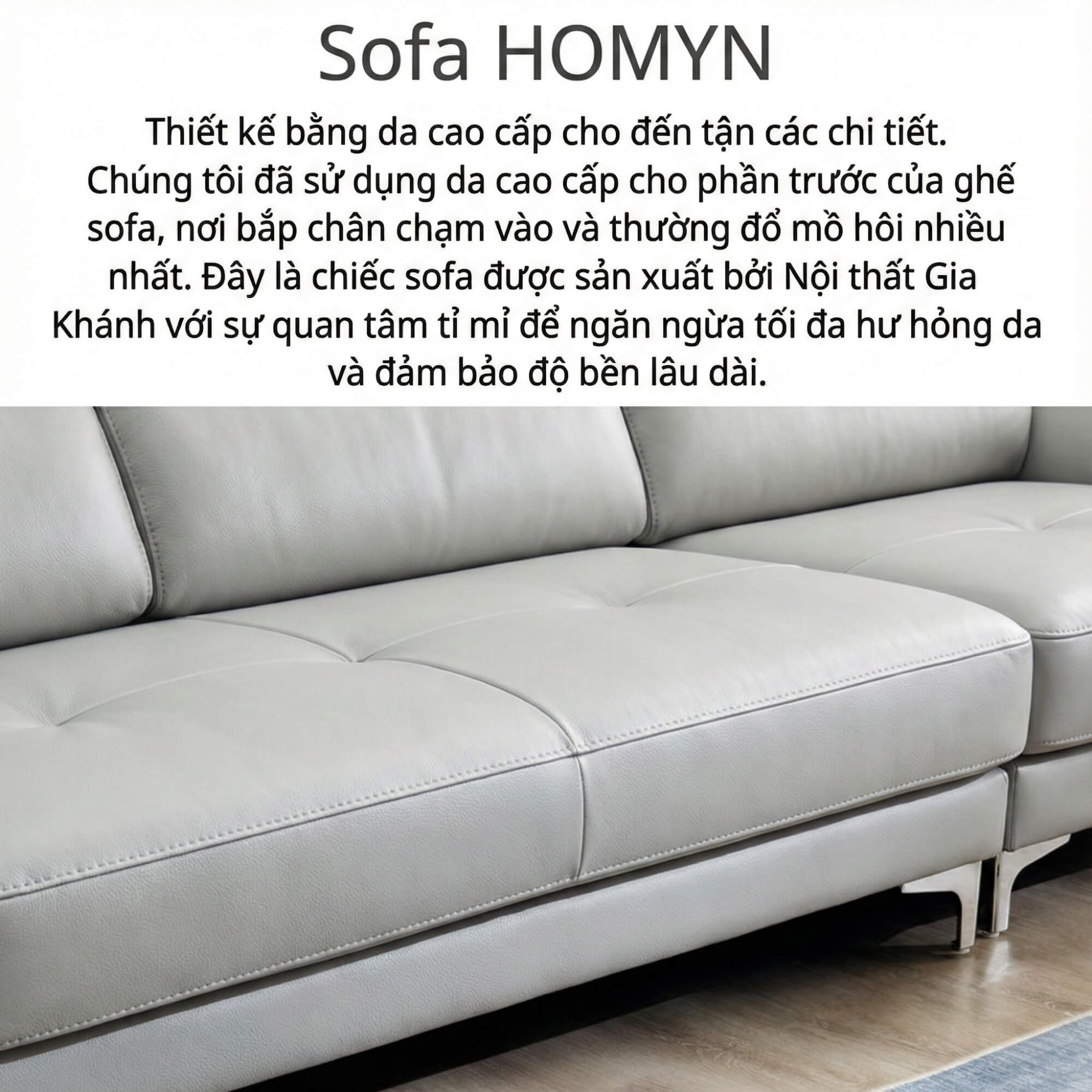 Sofa HOMYN - Sofa Băng Bắc Âu Bọc Da Cao Cấp Tối Giản