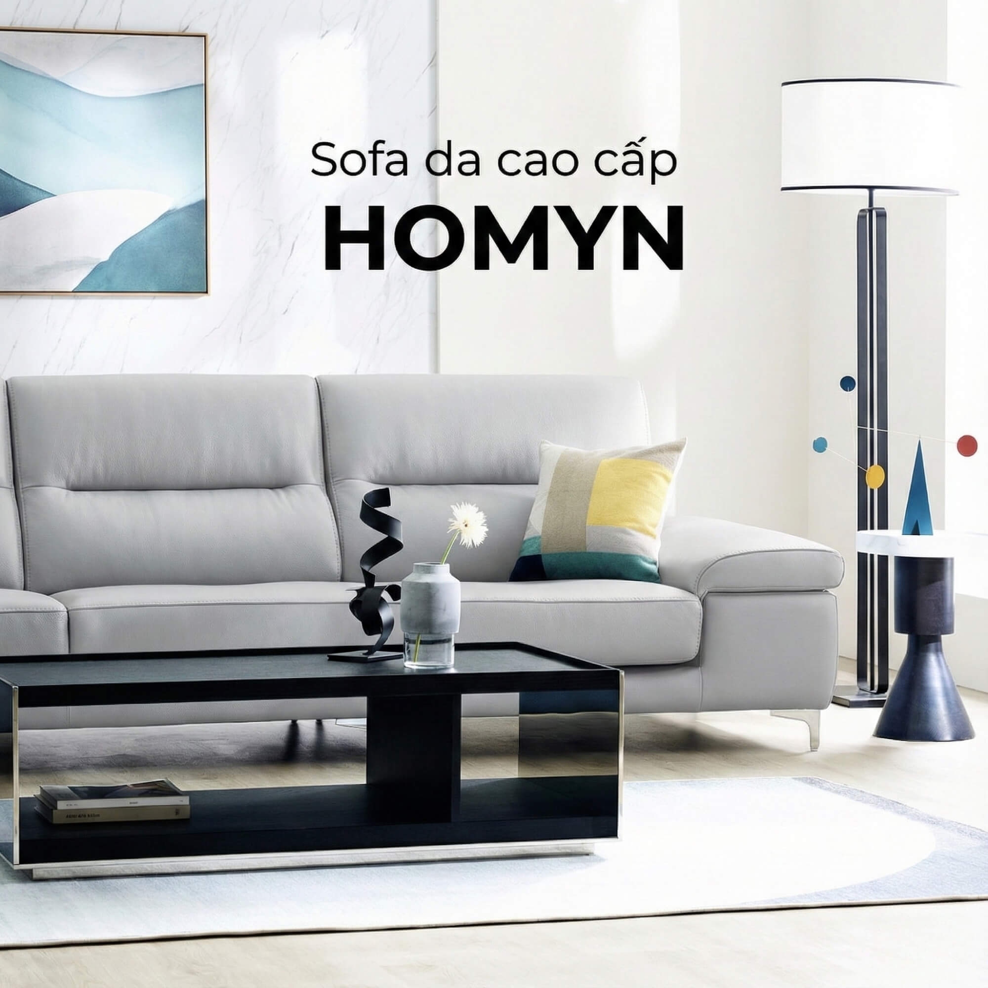 Sofa HOMYN - Sofa Băng Bắc Âu Bọc Da Cao Cấp Tối Giản