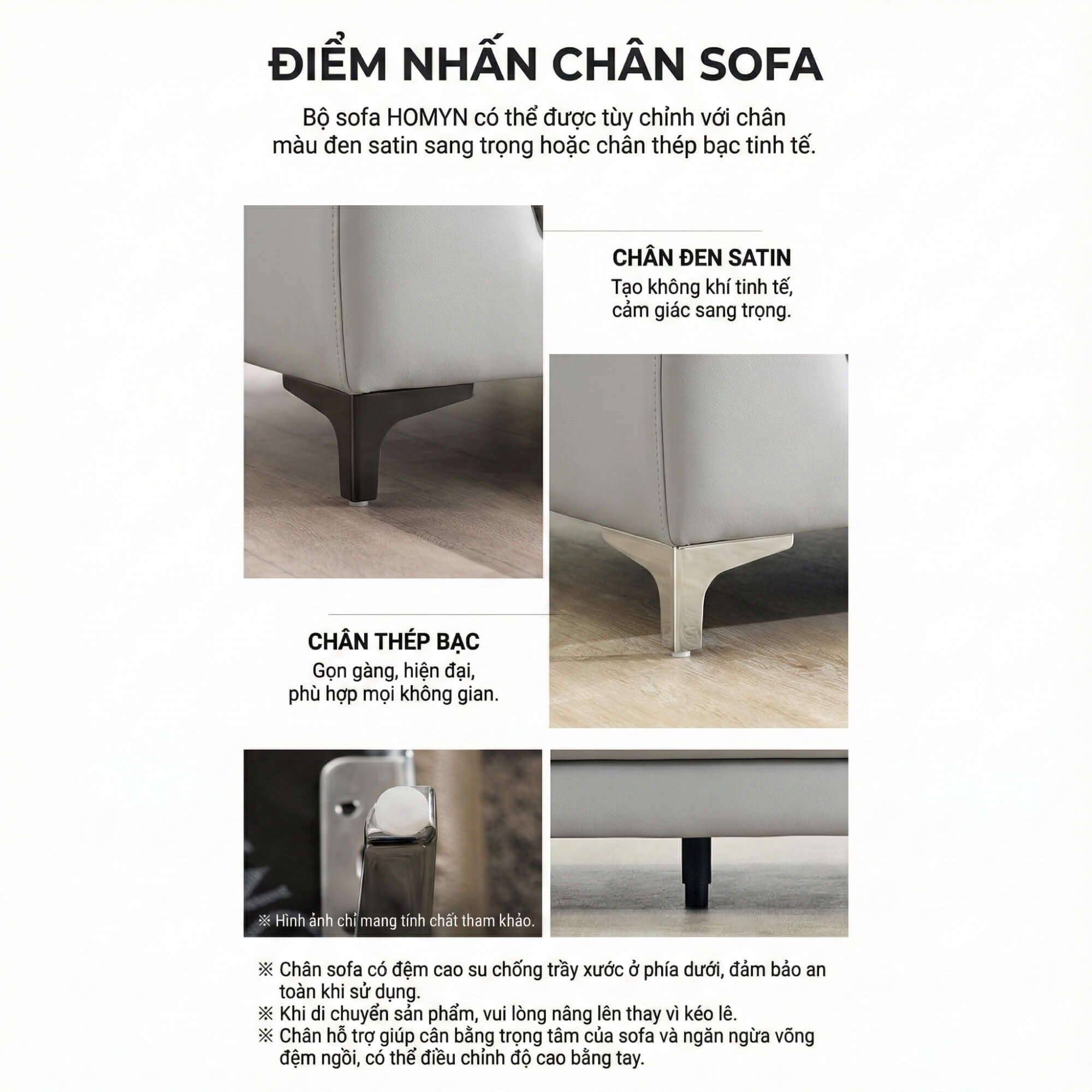 Sofa HOMYN - Sofa Băng Bắc Âu Bọc Da Cao Cấp Tối Giản