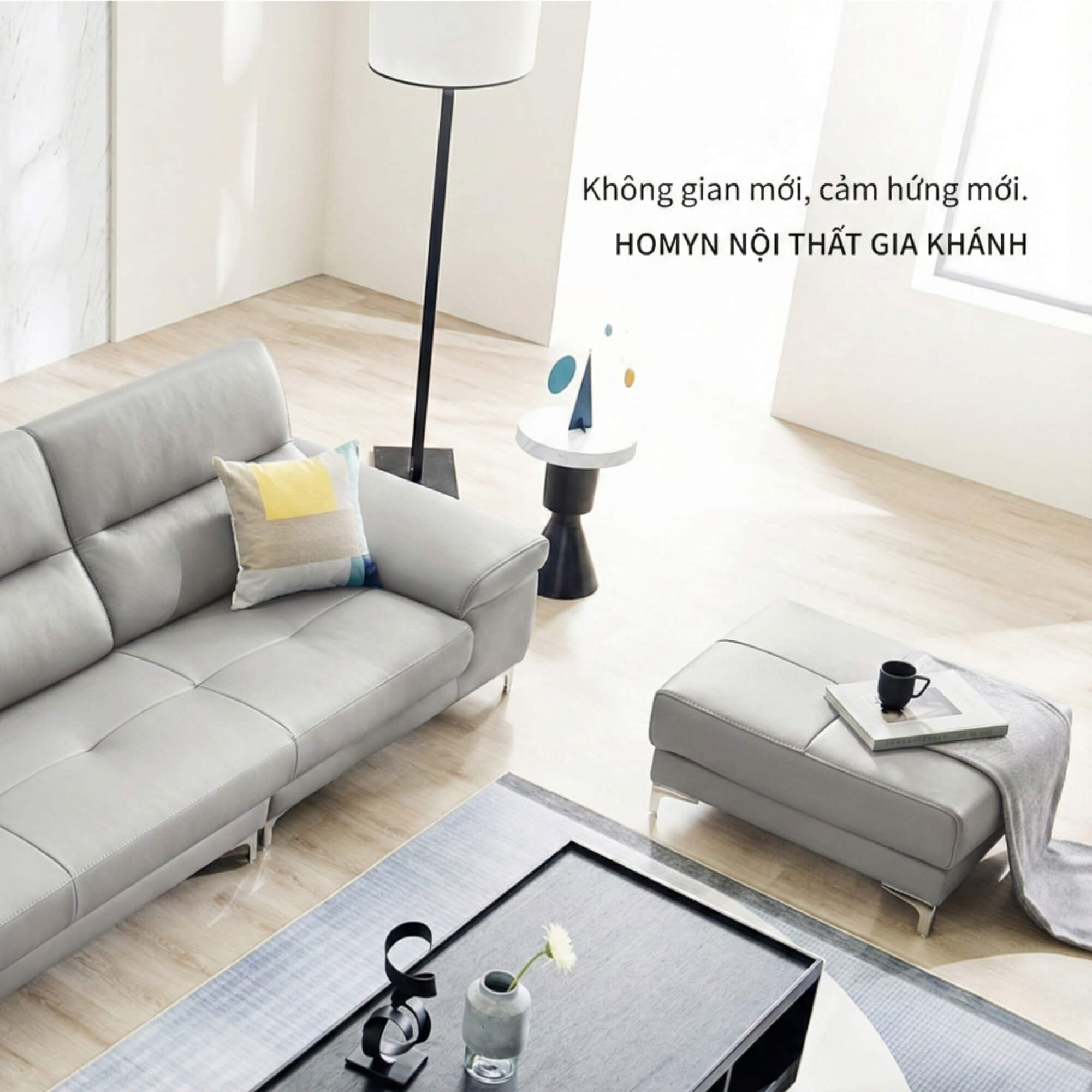 Sofa HOMYN - Sofa Băng Bắc Âu Bọc Da Cao Cấp Tối Giản