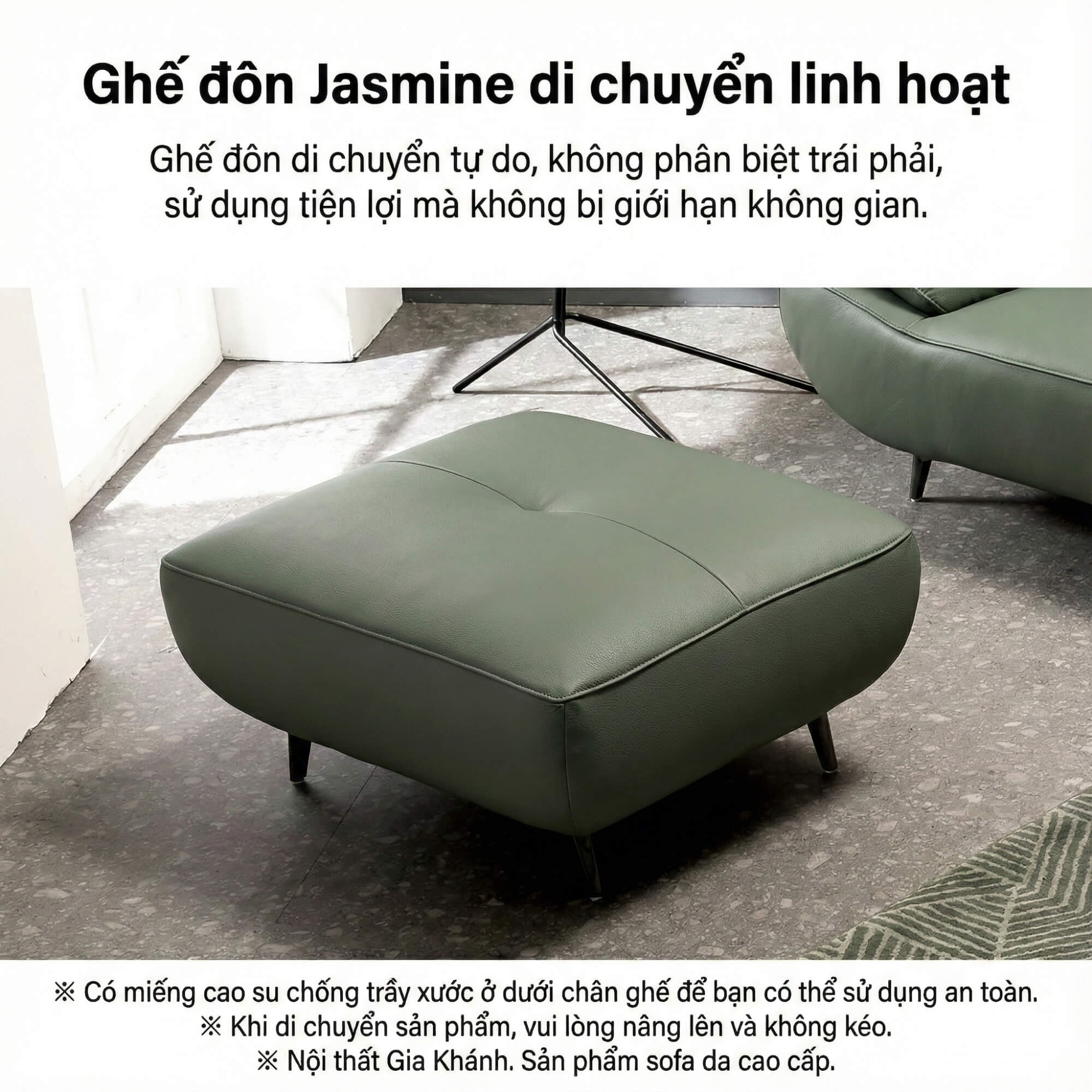 Sofa JASMINE - Sofa Da Phòng Khách Dáng Băng Dáng Thuyền Hoa Nở Rộ