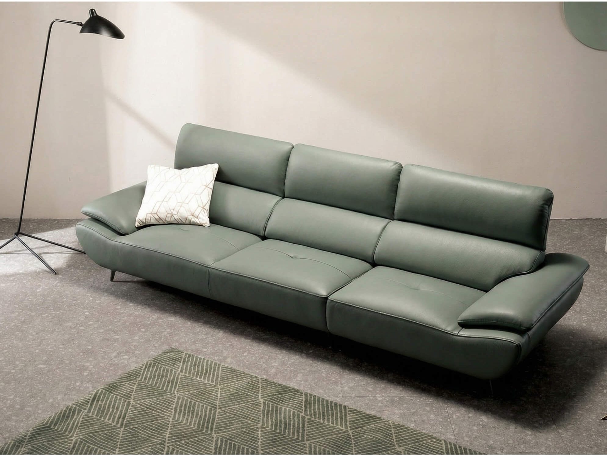 Sofa JASMINE - Sofa Da Phòng Khách Dáng Băng Dáng Thuyền Hoa Nở Rộ