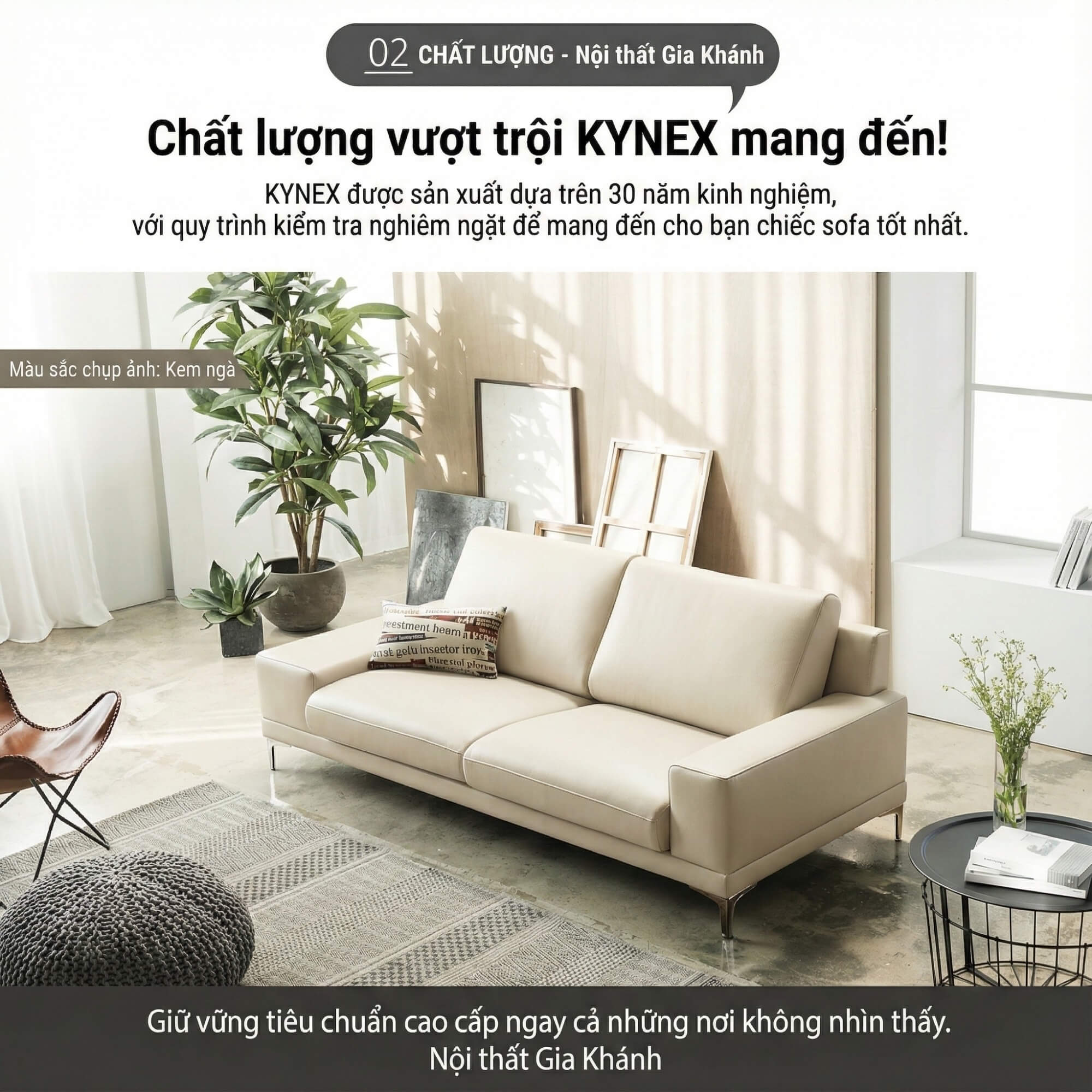 Sofa KYNEX - Sofa Băng Trang Nhã Đơn Giản Cho Phòng Khách Nhỏ