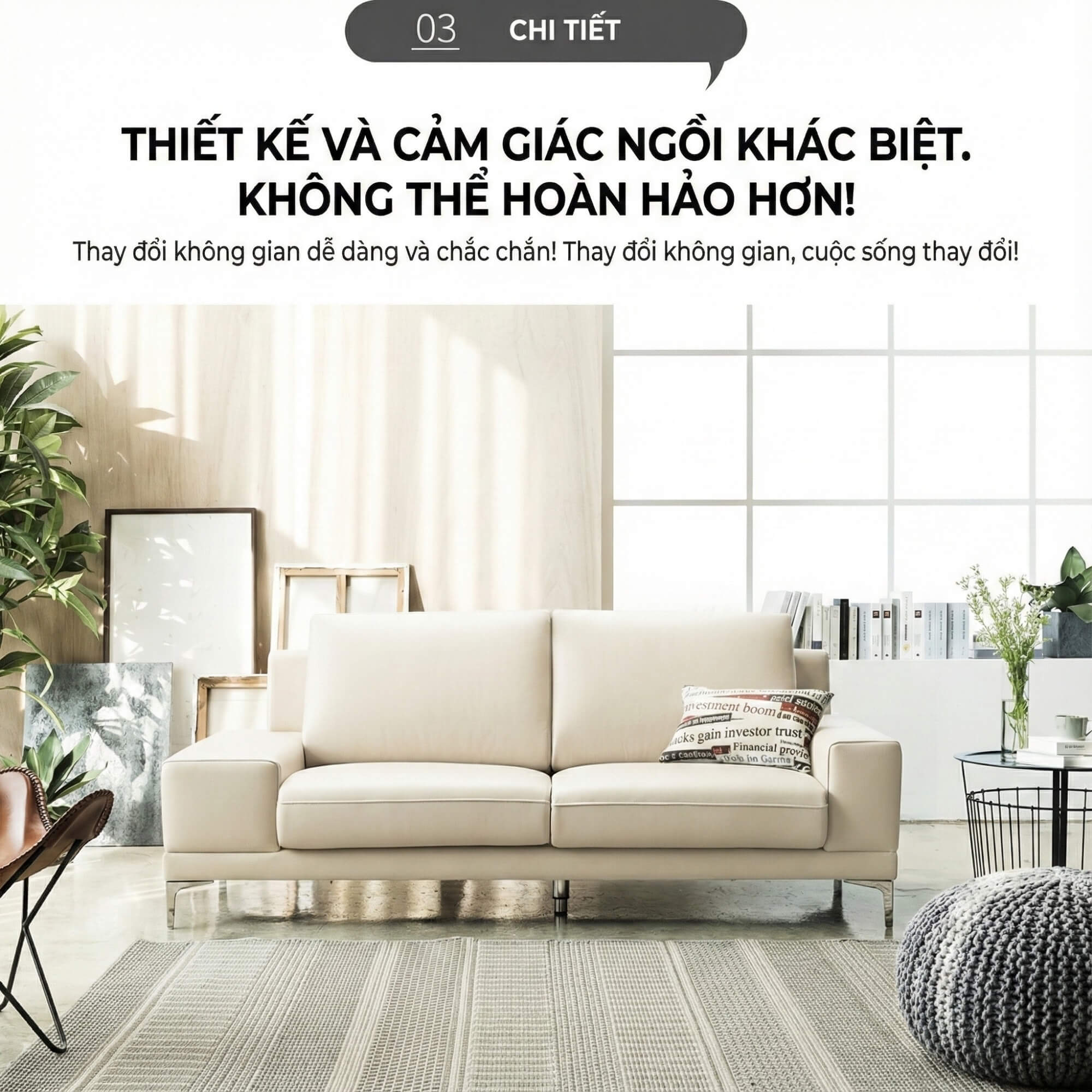 Sofa KYNEX - Sofa Băng Trang Nhã Đơn Giản Cho Phòng Khách Nhỏ