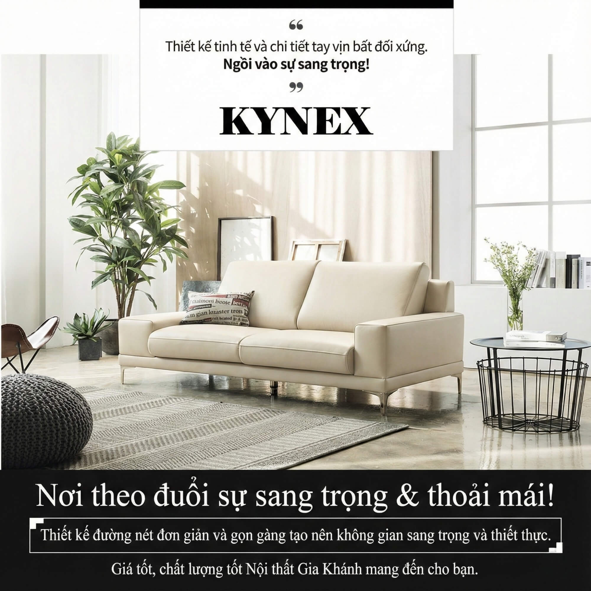 Sofa KYNEX - Sofa Băng Trang Nhã Đơn Giản Cho Phòng Khách Nhỏ