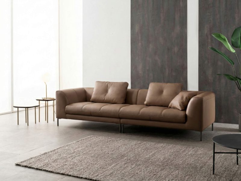 Sofa LAWRENCE – Sofa Băng Bọc Da Kiểu Dáng Retro Tối Giản