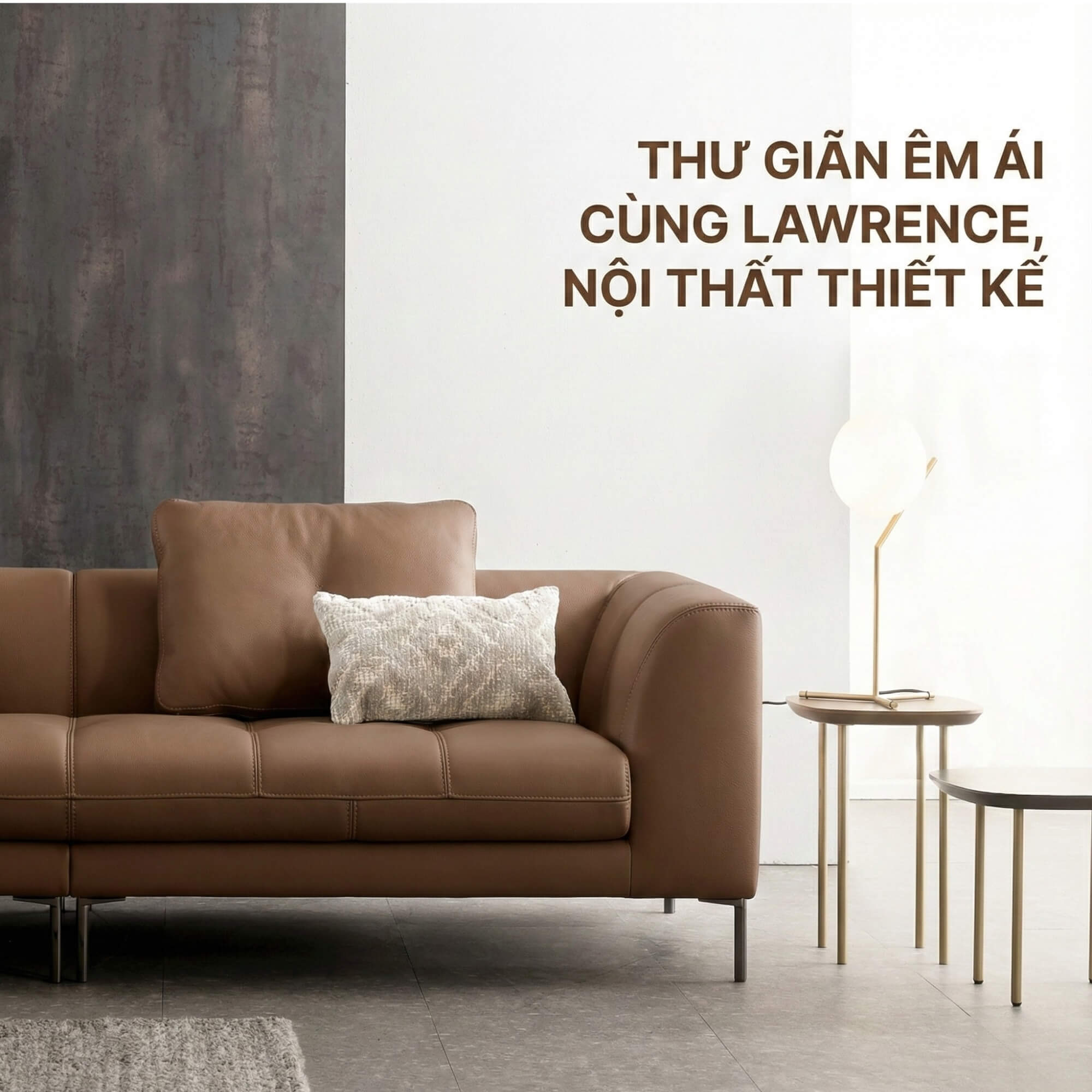 Sofa LAWRENCE – Sofa Băng Bọc Da Kiểu Dáng Retro Tối Giản