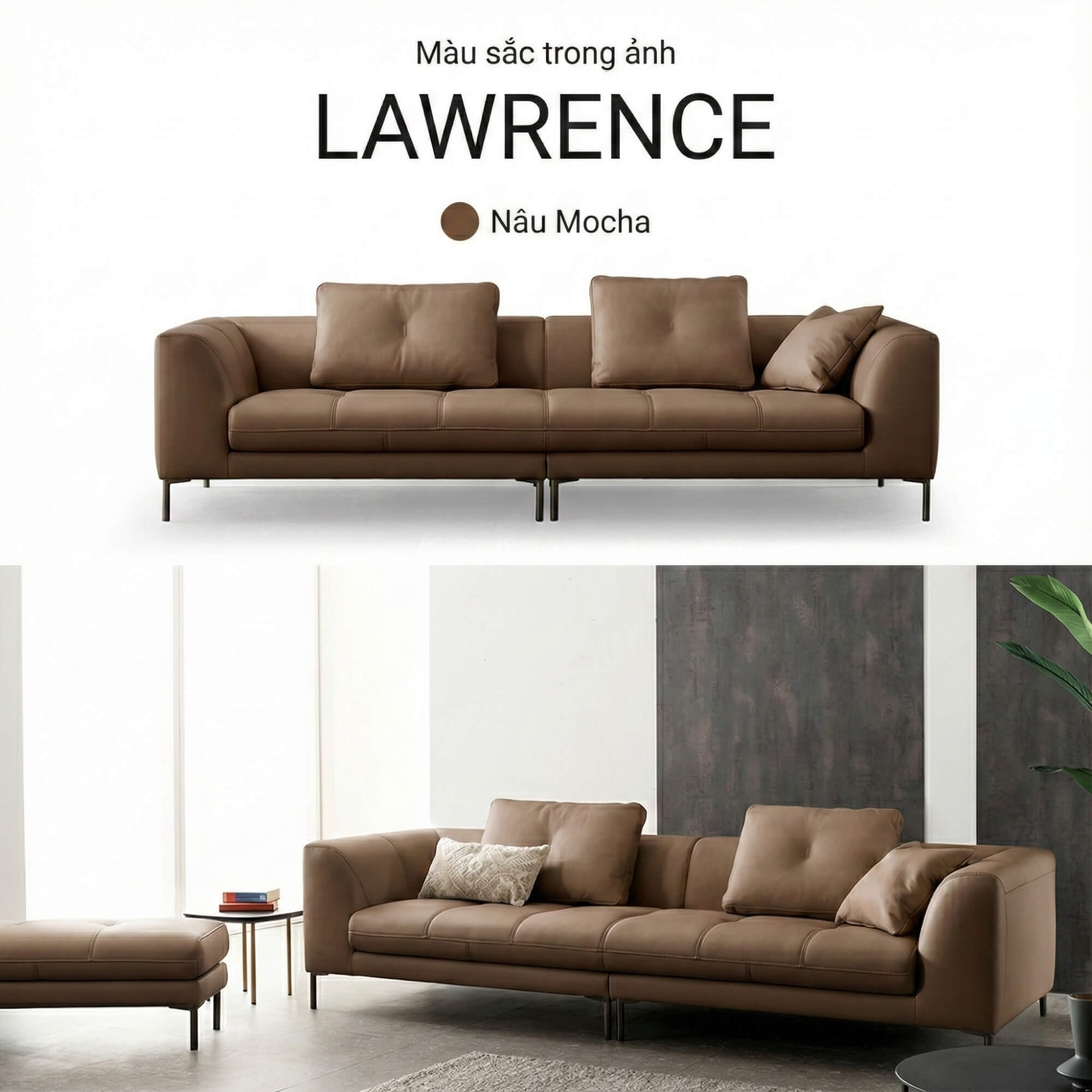 Sofa LAWRENCE – Sofa Băng Bọc Da Kiểu Dáng Retro Tối Giản