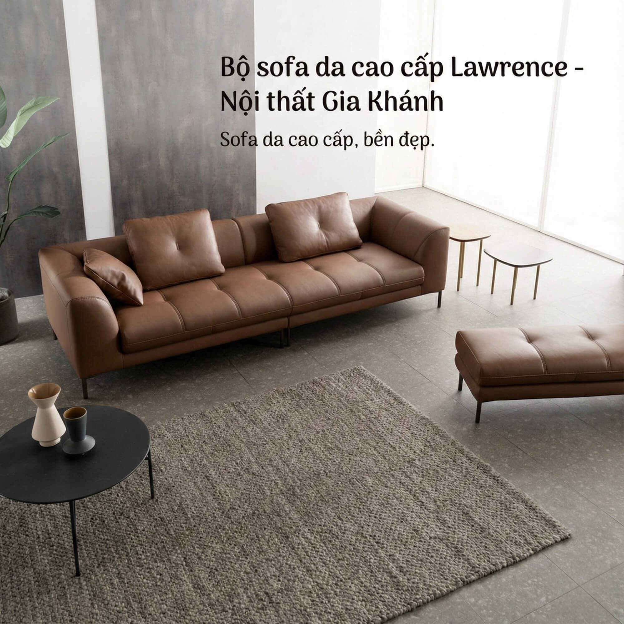 Sofa LAWRENCE – Sofa Băng Bọc Da Kiểu Dáng Retro Tối Giản