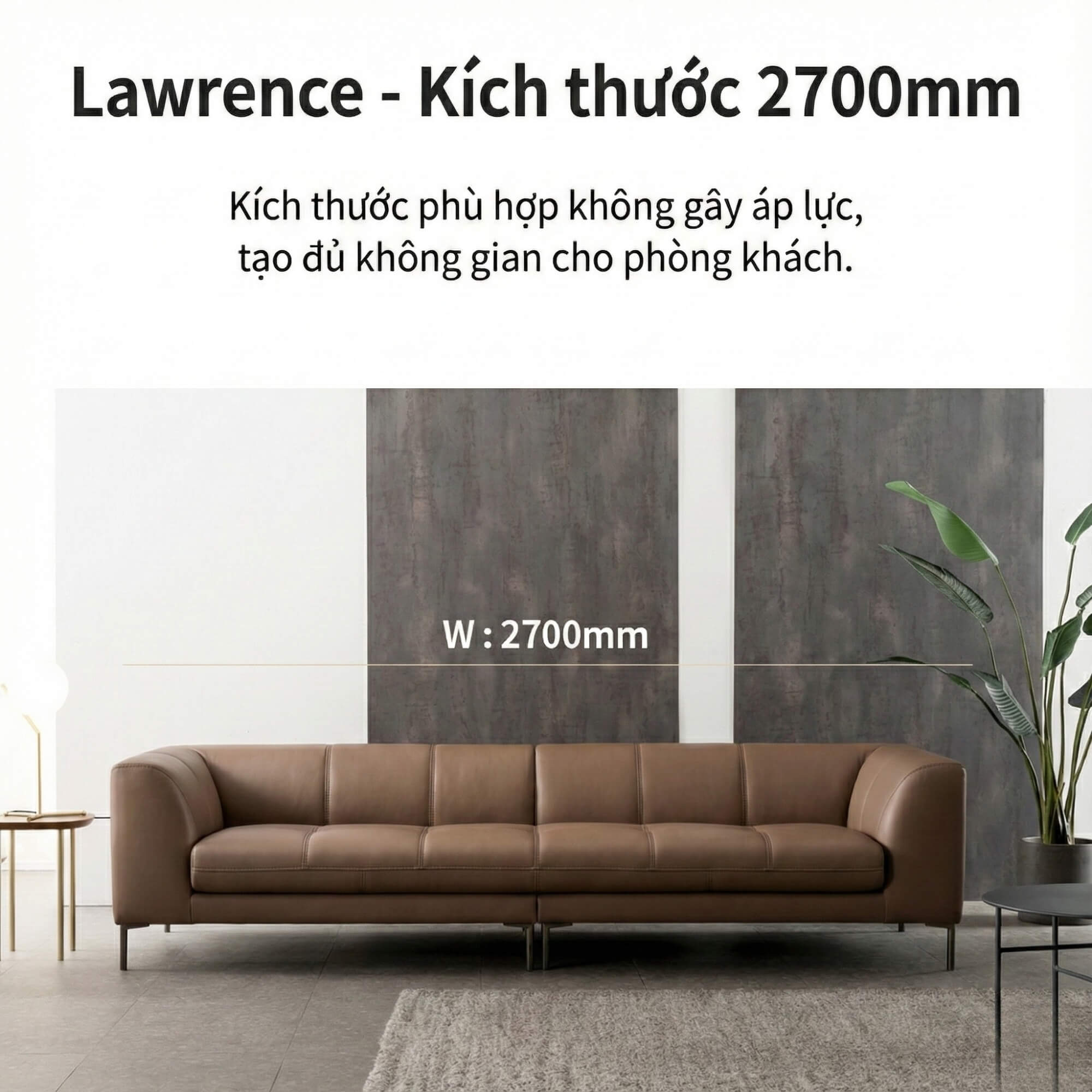 Sofa LAWRENCE – Sofa Băng Bọc Da Kiểu Dáng Retro Tối Giản
