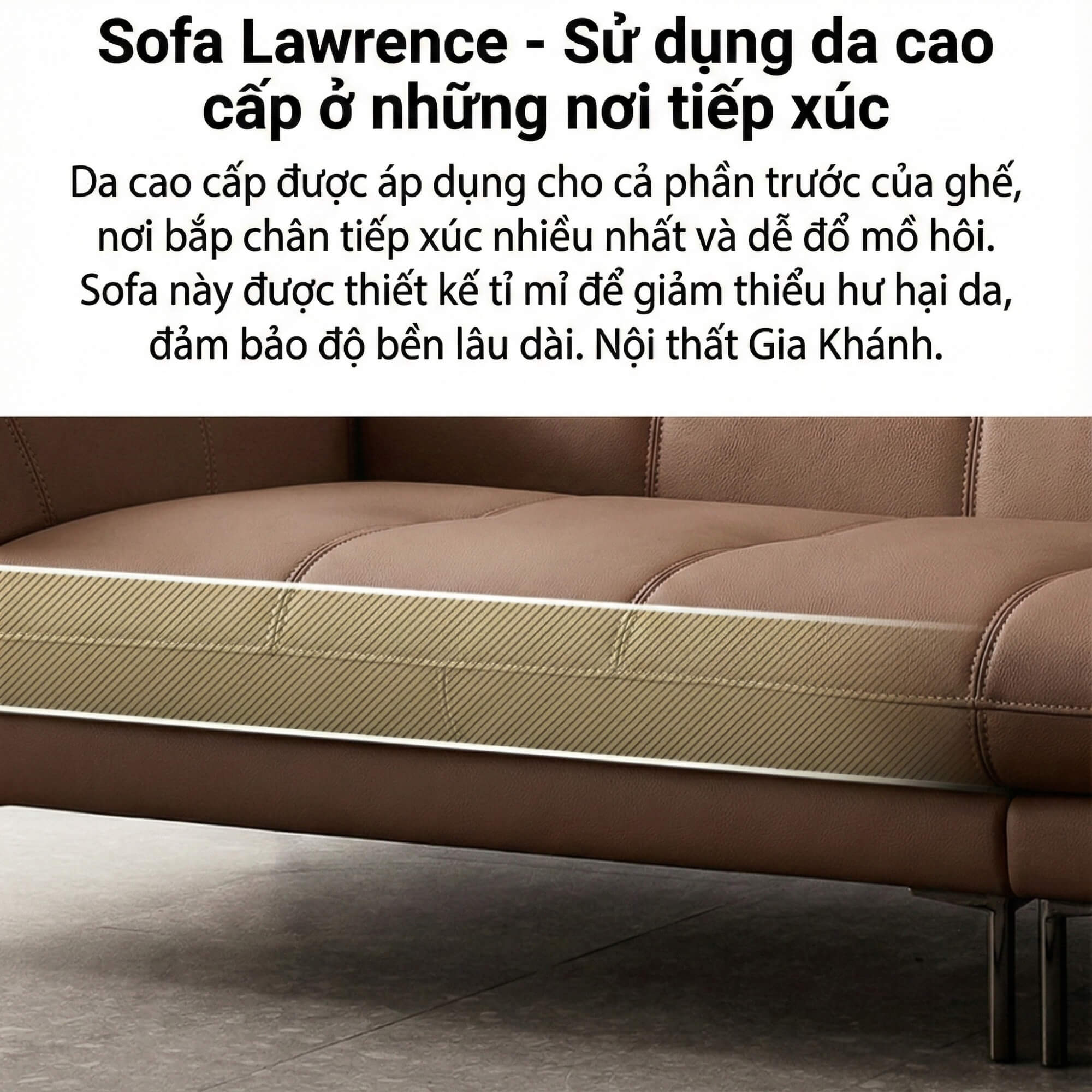 Sofa LAWRENCE – Sofa Băng Bọc Da Kiểu Dáng Retro Tối Giản