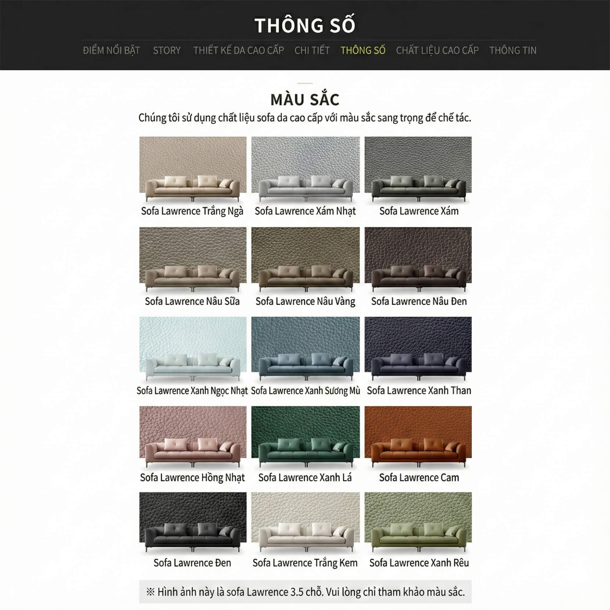 Sofa LAWRENCE – Sofa Băng Bọc Da Kiểu Dáng Retro Tối Giản