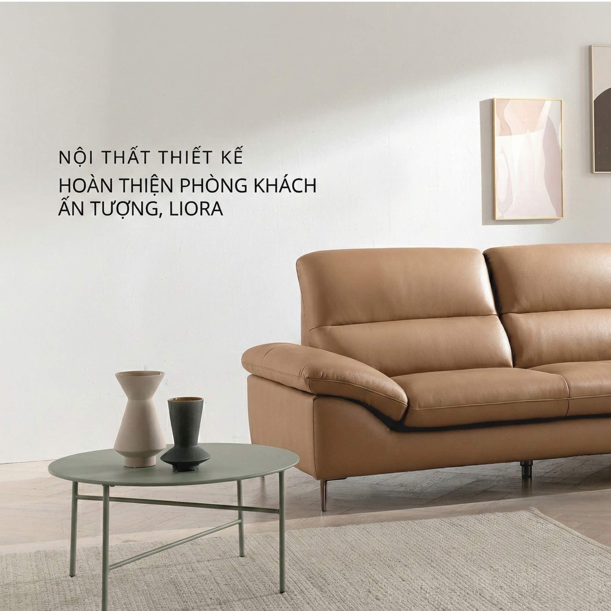Sofa LIORA – Sofa Băng Hiện Đại Bọc Da Thiết Kế Đệm Lưng Êm Ái 