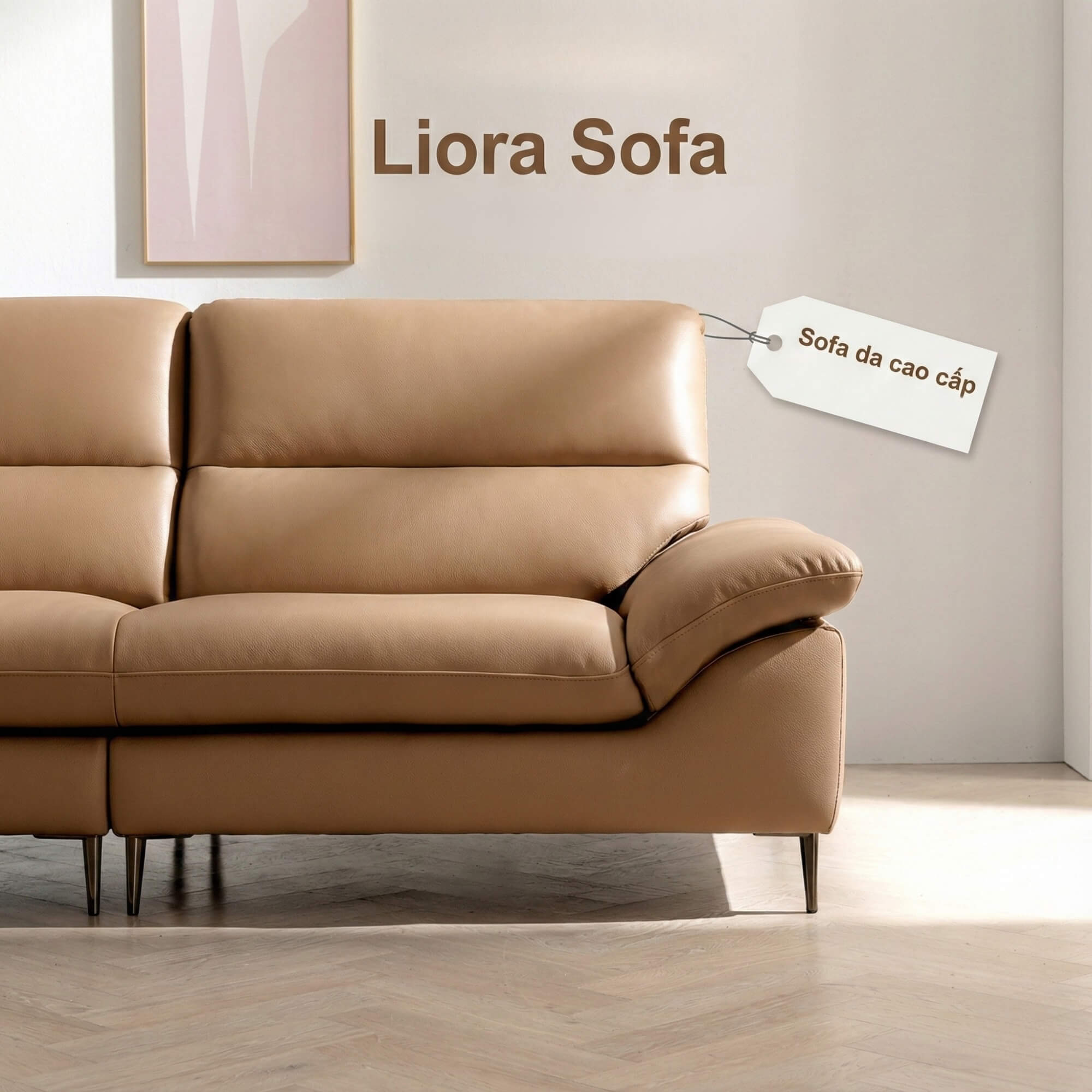 Sofa LIORA – Sofa Băng Hiện Đại Bọc Da Thiết Kế Đệm Lưng Êm Ái 
