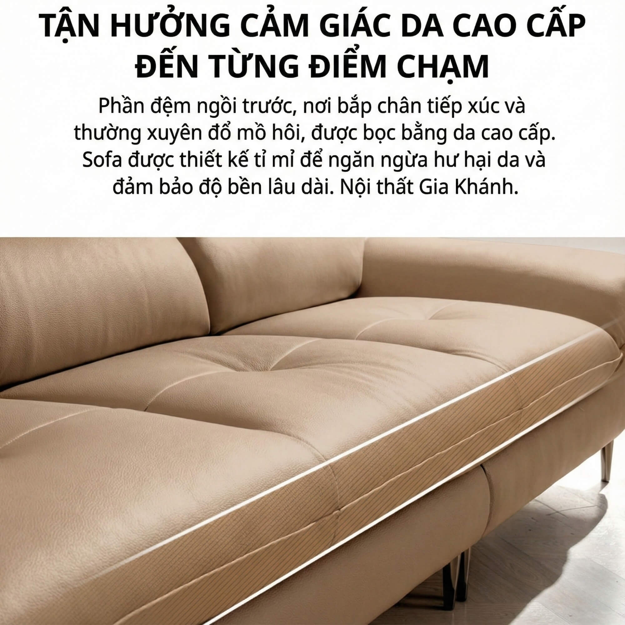 Sofa LIORA – Sofa Băng Hiện Đại Bọc Da Thiết Kế Đệm Lưng Êm Ái 