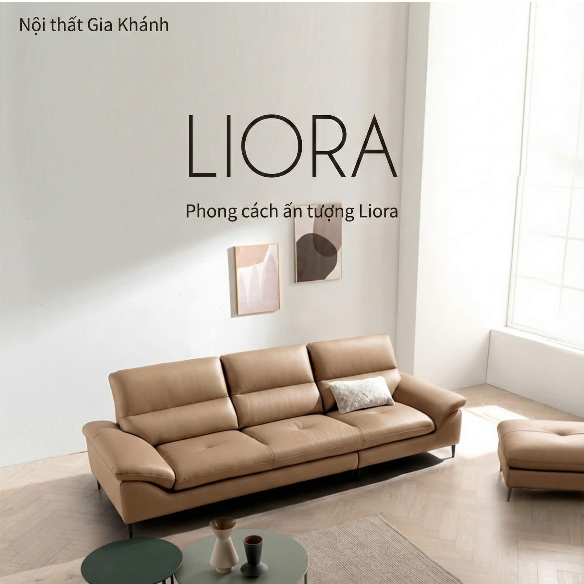 Sofa LIORA – Sofa Băng Hiện Đại Bọc Da Thiết Kế Đệm Lưng Êm Ái 