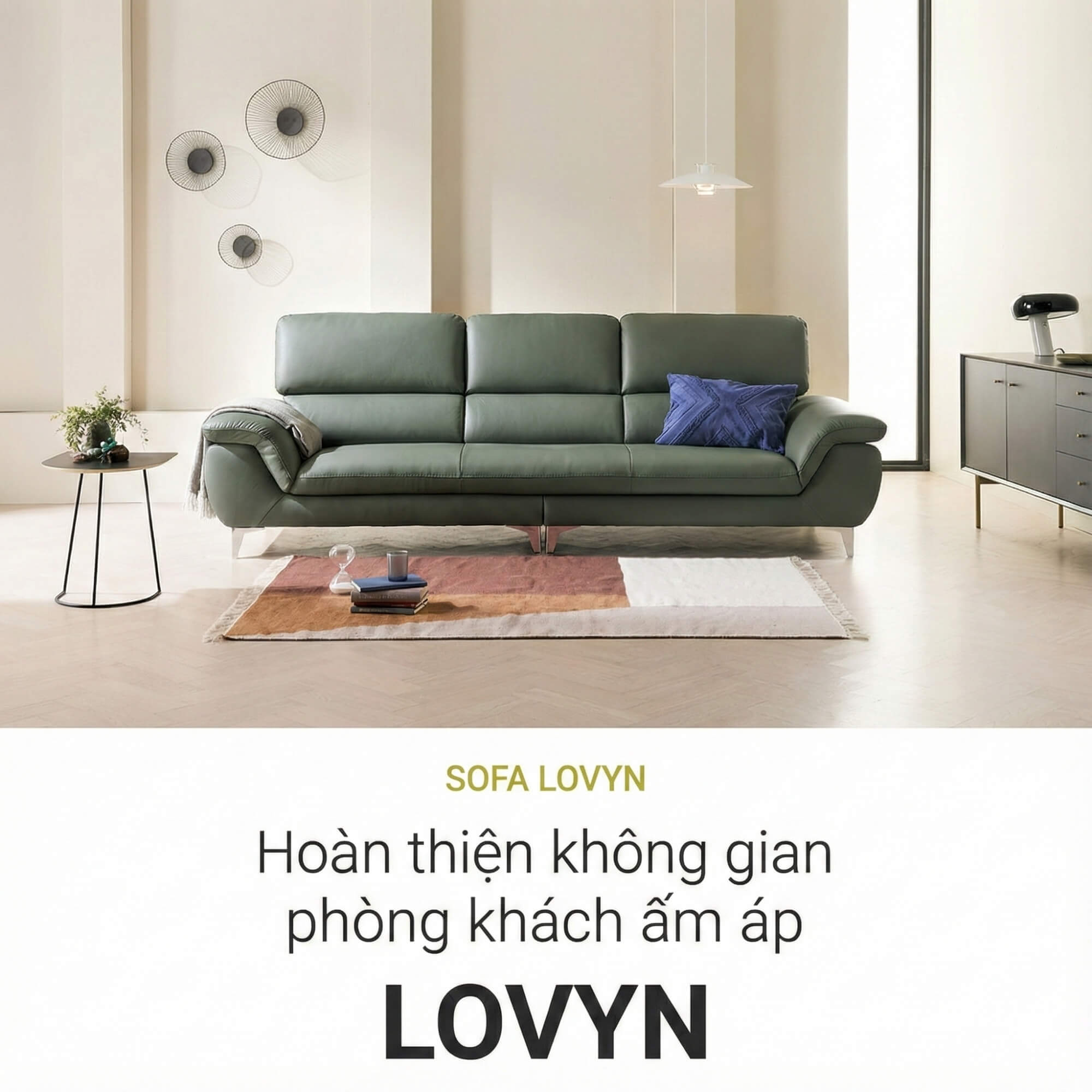 Sofa LOVYN - Sofa Băng Bọc Da Đây Yêu Thương Cho Phòng Khách