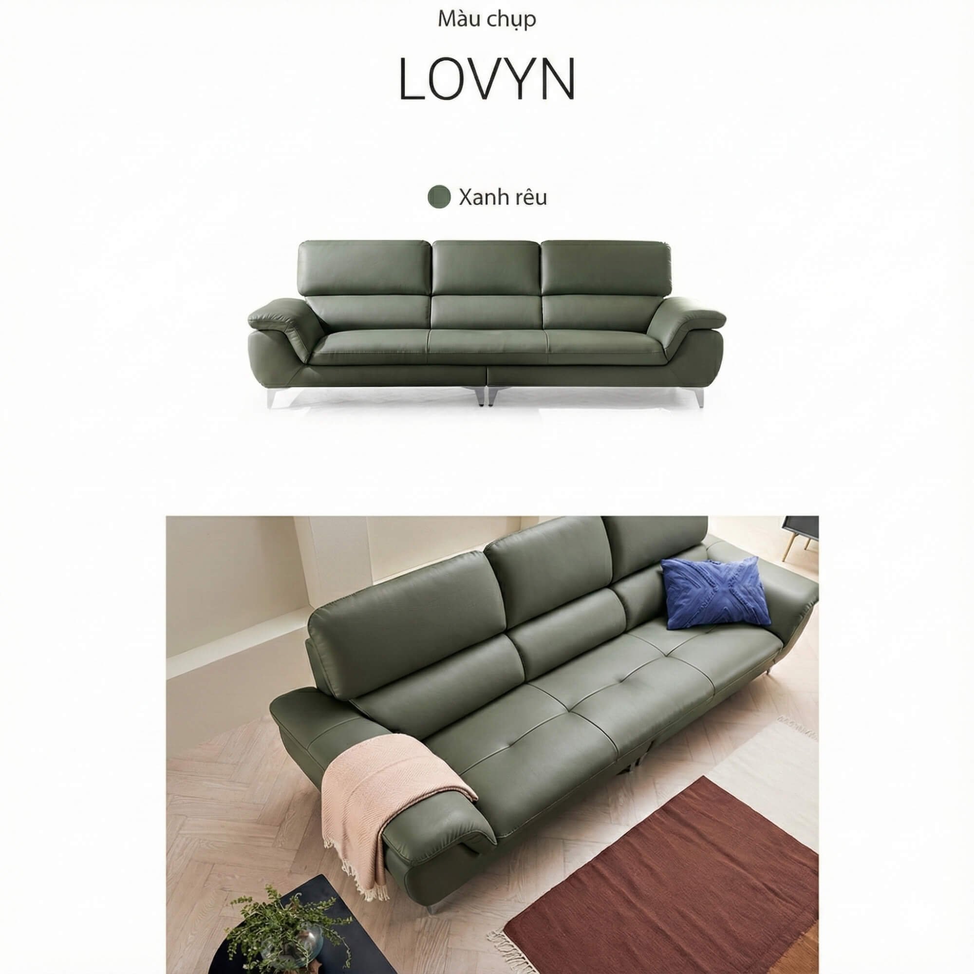 Sofa LOVYN - Sofa Băng Bọc Da Đây Yêu Thương Cho Phòng Khách