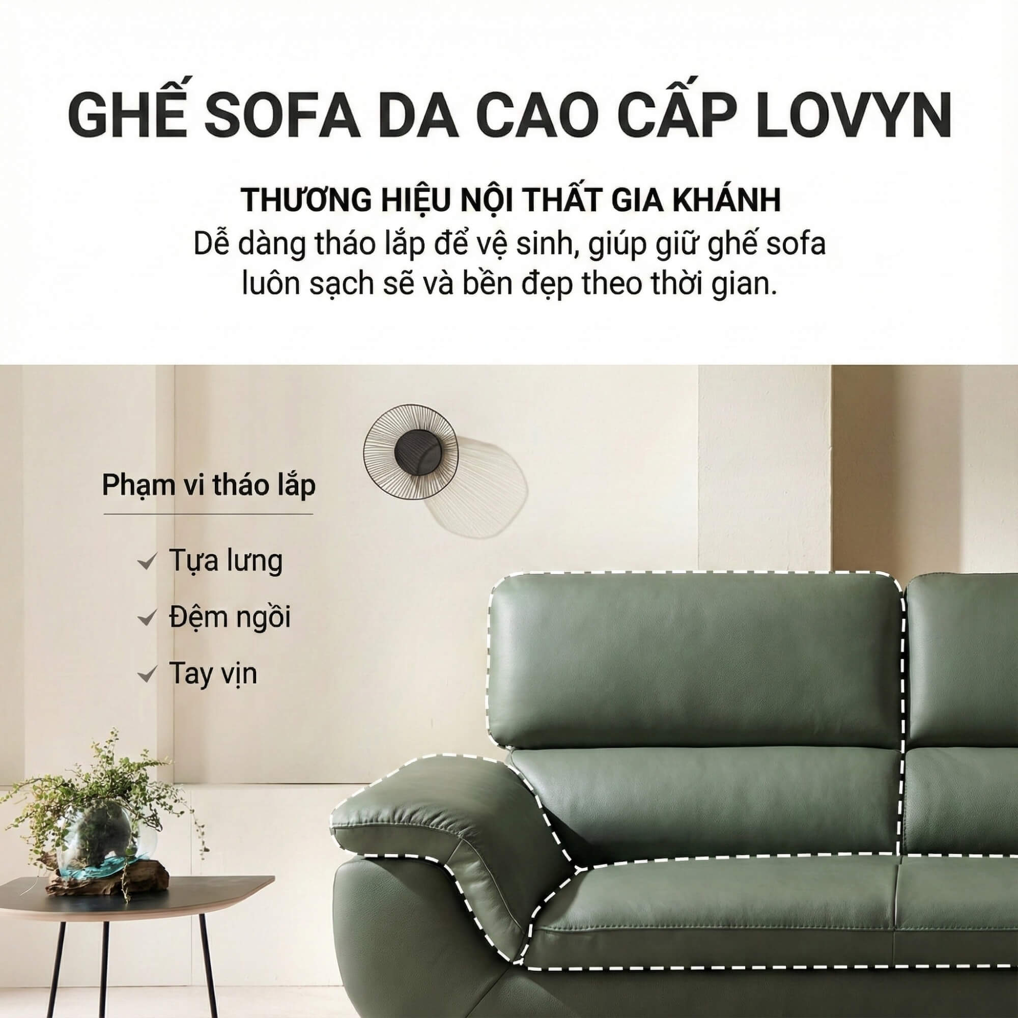 Sofa LOVYN - Sofa Băng Bọc Da Đây Yêu Thương Cho Phòng Khách