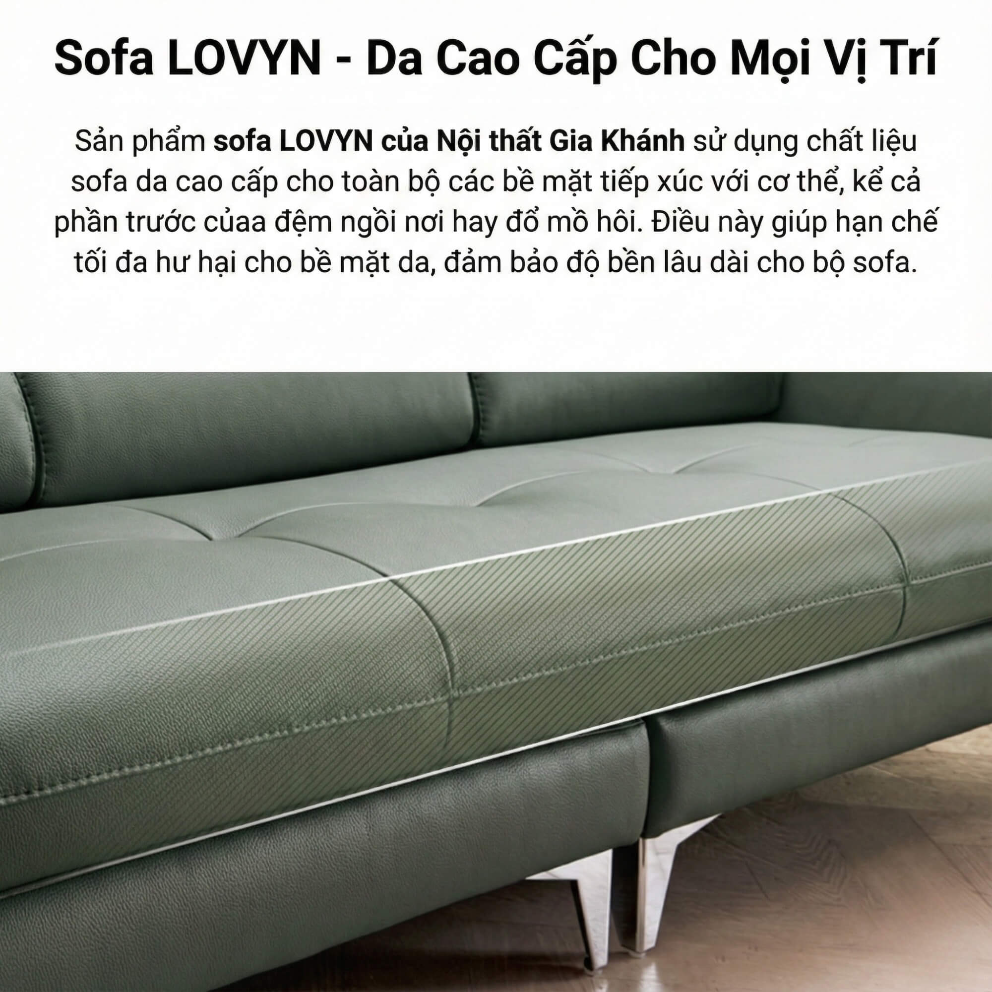 Sofa LOVYN - Sofa Băng Bọc Da Đây Yêu Thương Cho Phòng Khách