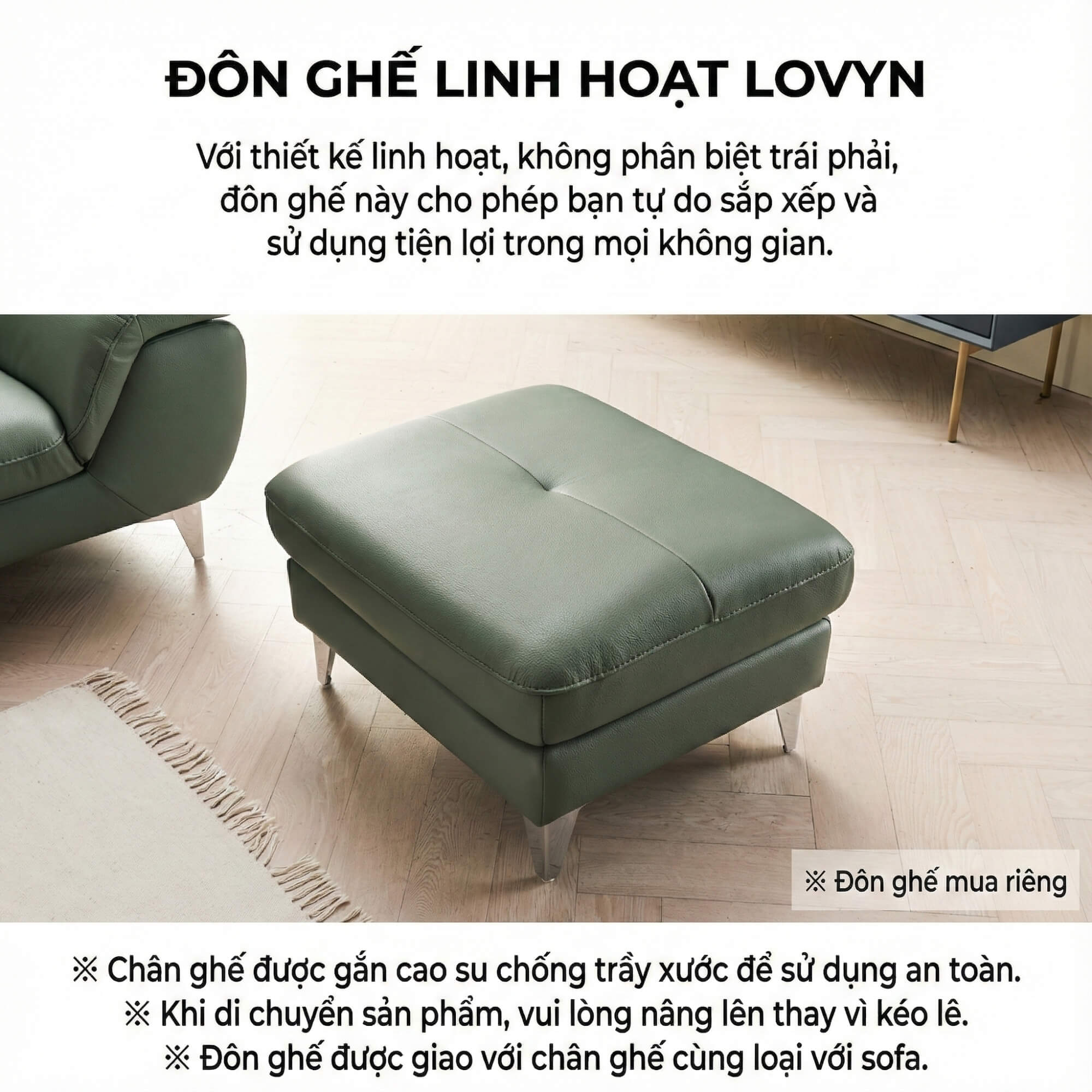 Sofa LOVYN - Sofa Băng Bọc Da Đây Yêu Thương Cho Phòng Khách