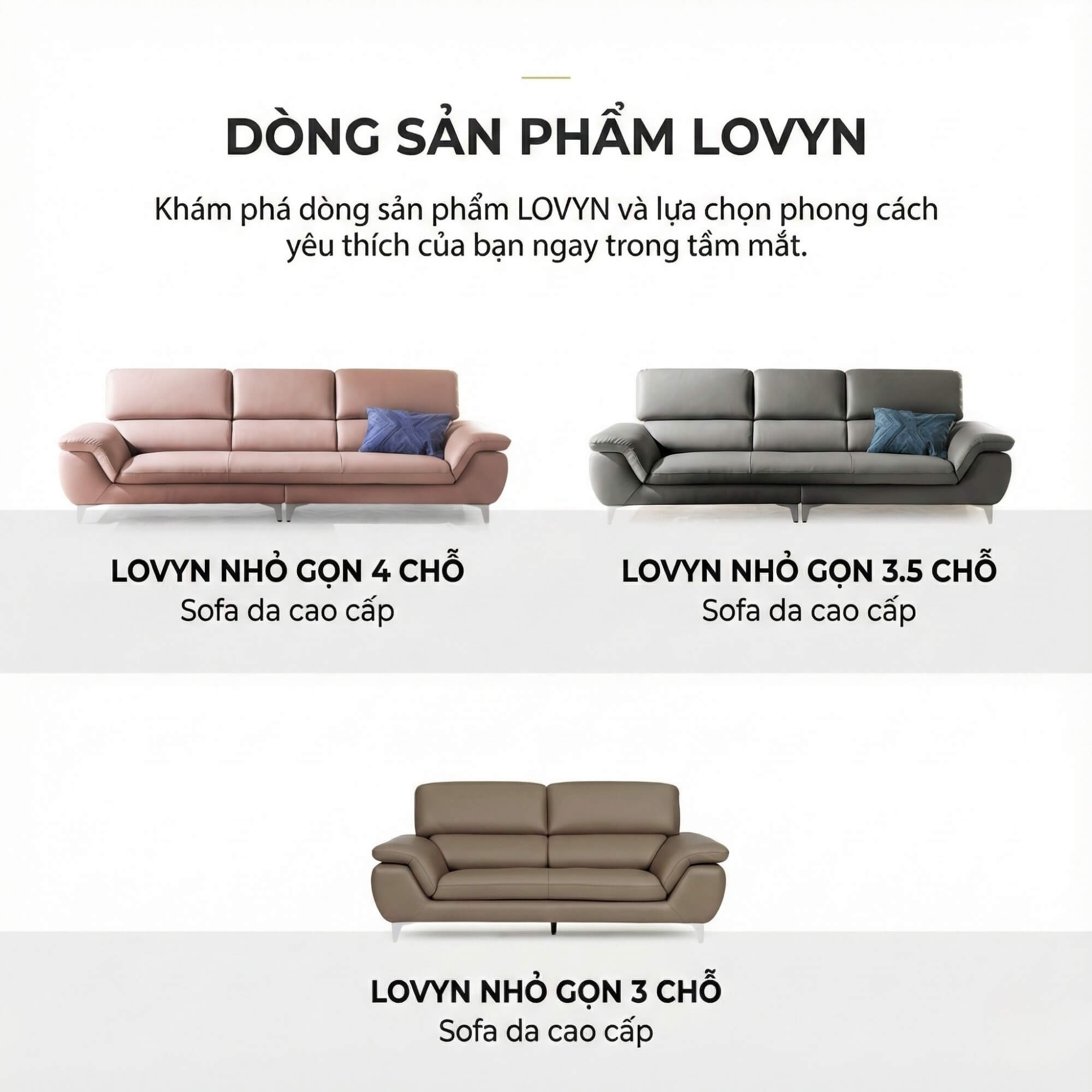 Sofa LOVYN - Sofa Băng Bọc Da Đây Yêu Thương Cho Phòng Khách