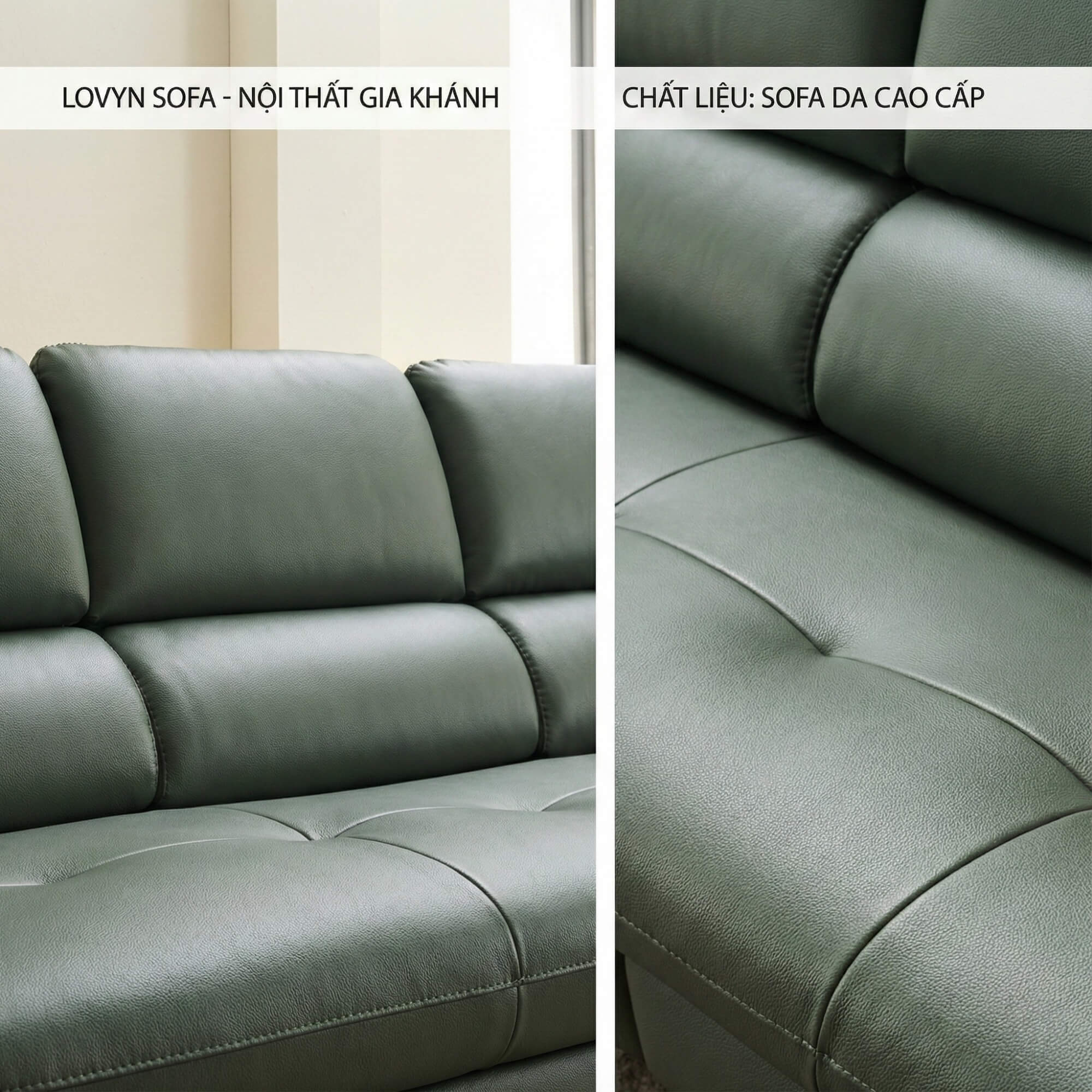 Sofa LOVYN - Sofa Băng Bọc Da Đây Yêu Thương Cho Phòng Khách