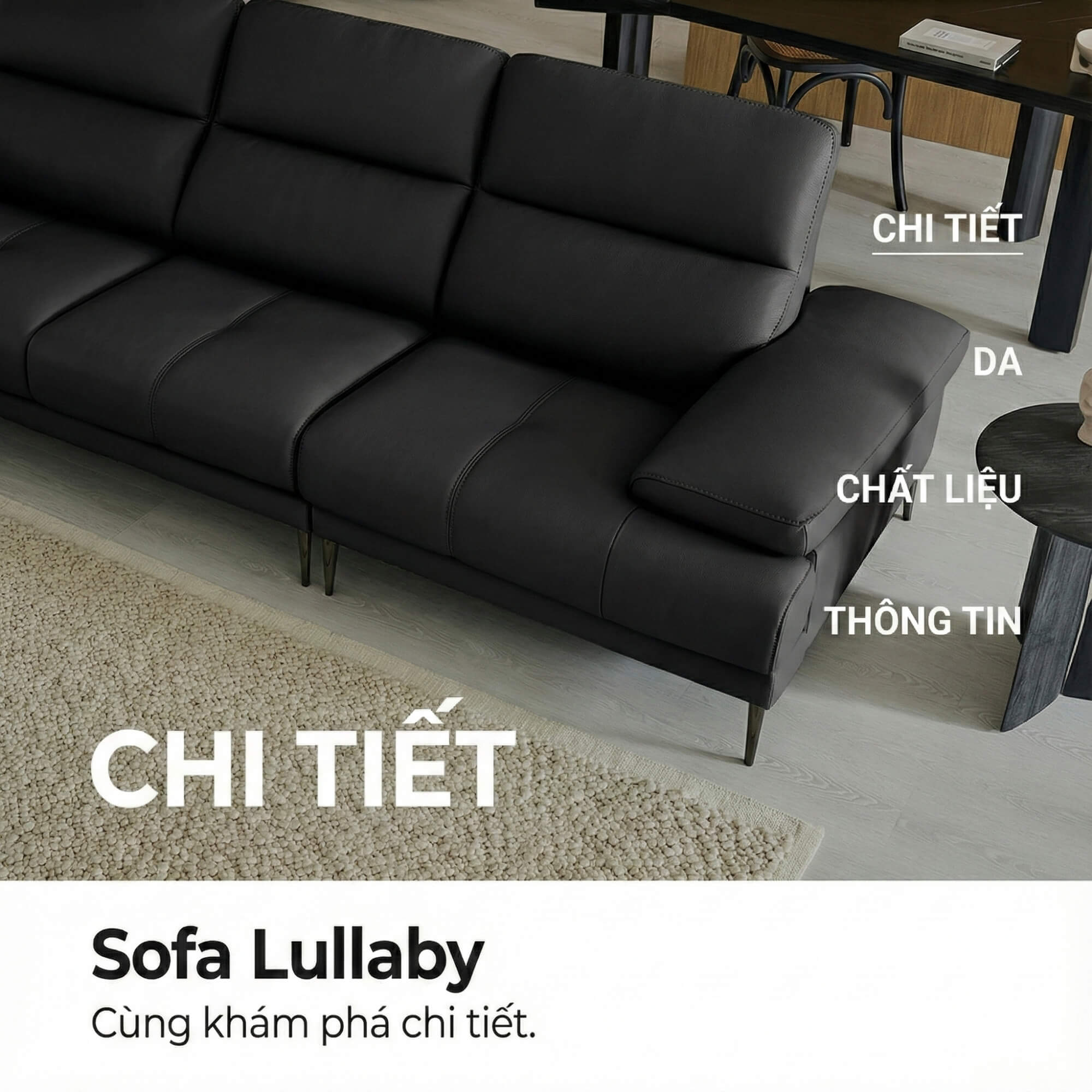 Sofa LULLABY - Sofa Băng Hiện Đại Thiết Kế Tay Bệt Nghỉ Ngơi 