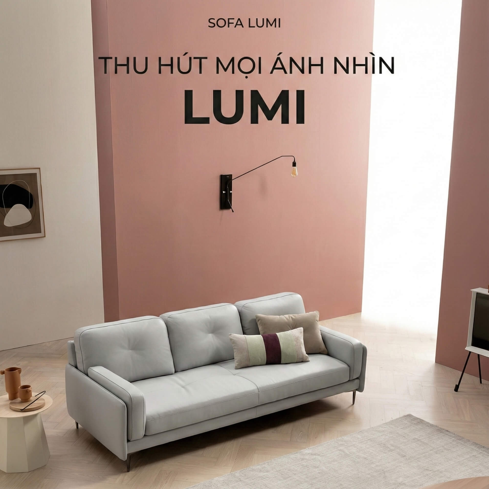 Sofa LUMI - Sofa Da Hiện Đại Thiết Kế Thanh Mảnh Cho Phòng Khách Tinh Tế