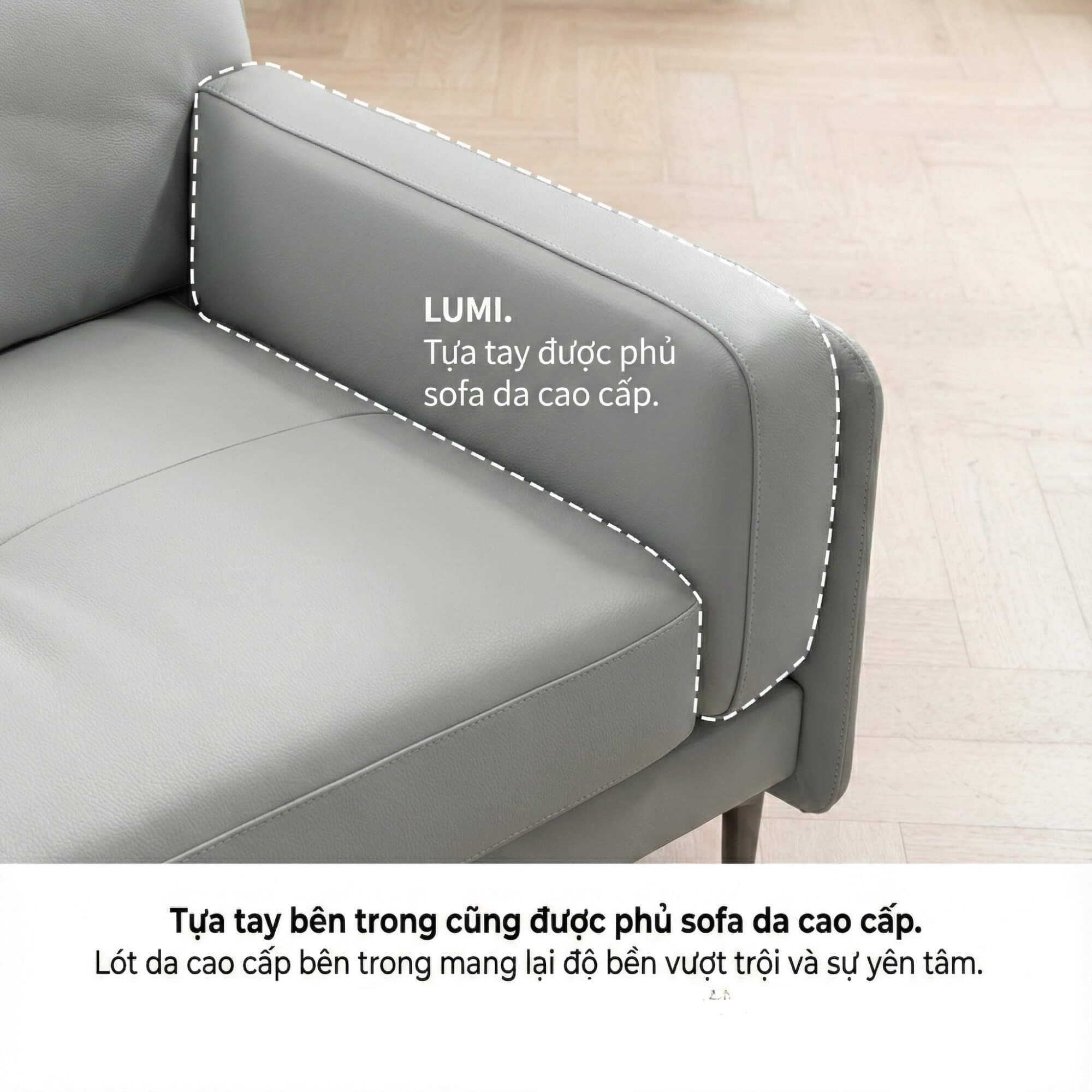 Sofa LUMI - Sofa Da Hiện Đại Thiết Kế Thanh Mảnh Cho Phòng Khách Tinh Tế