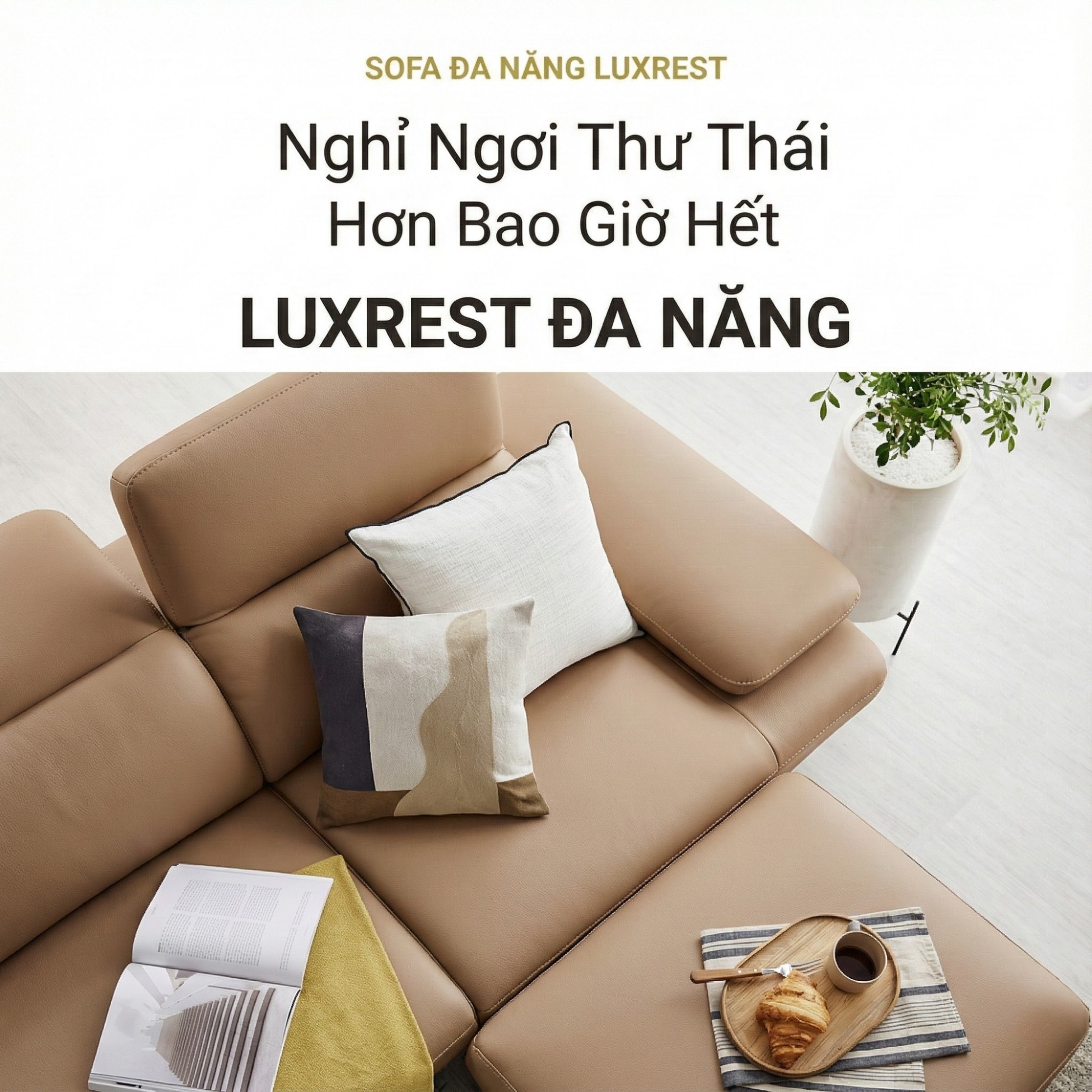 Sofa LUXREST – Sofa Da Dáng Văng Nghỉ Ngơi Êm Ái Cho Không Gian Sống Hiện Đại