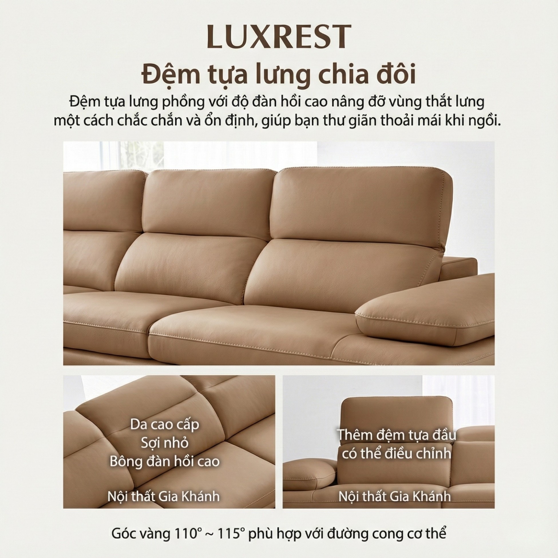 Sofa LUXREST – Sofa Da Dáng Văng Nghỉ Ngơi Êm Ái Cho Không Gian Sống Hiện Đại