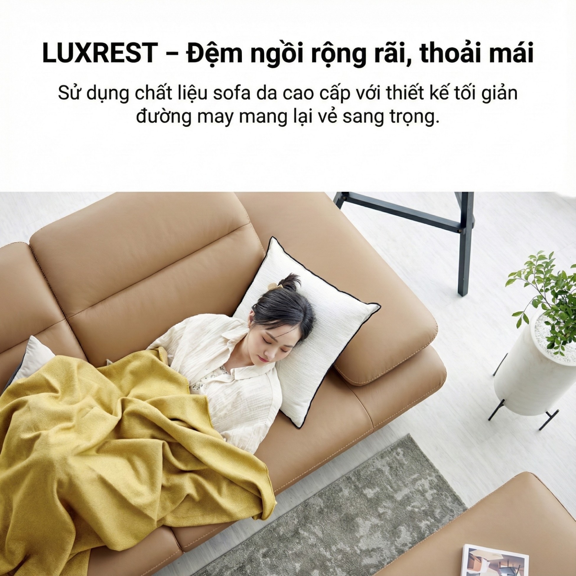 Sofa LUXREST – Sofa Da Dáng Văng Nghỉ Ngơi Êm Ái Cho Không Gian Sống Hiện Đại